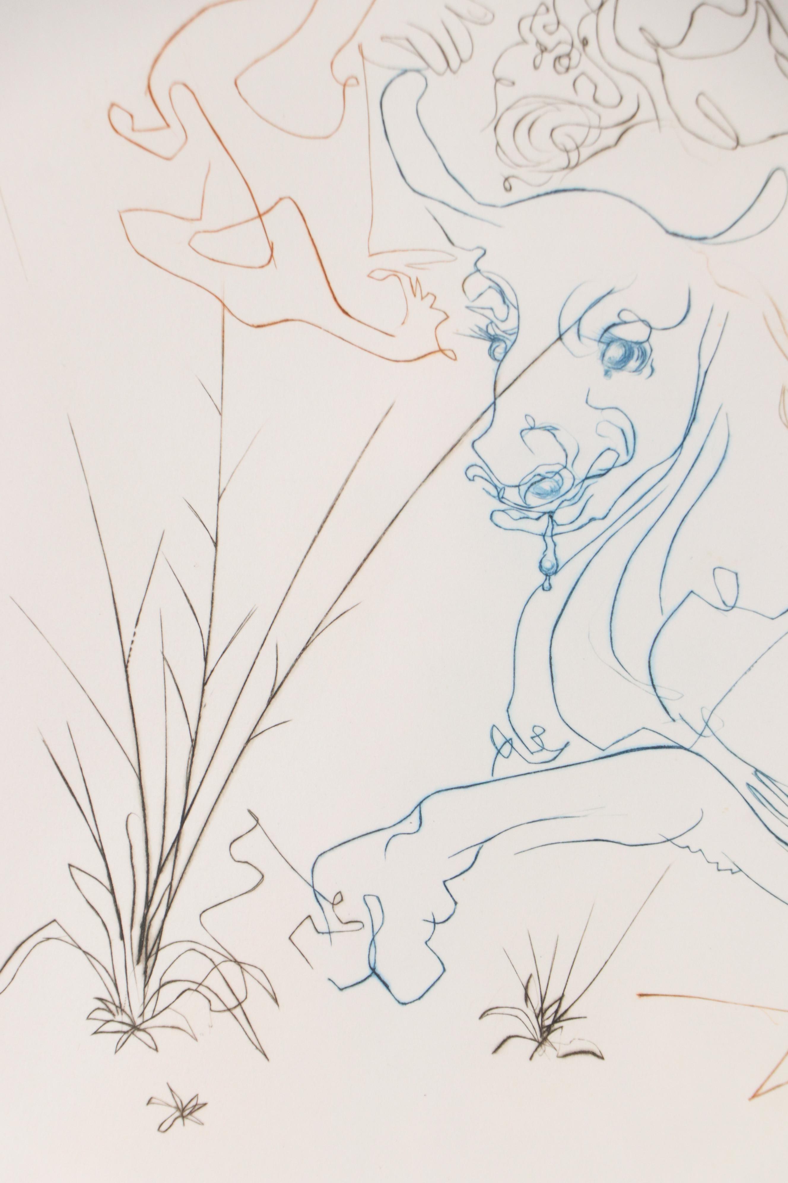 Salvador Dalí Color Etching "Europa and the Bull"