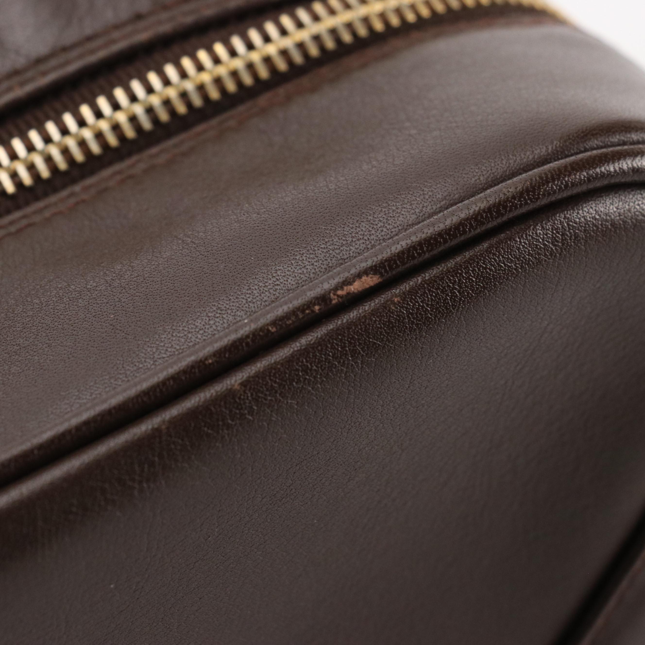 Chanel Zip-Around Vanity Case in Chocolate Brown Calfskin with Quilted Accents