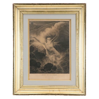 Laugier Engraving After Pierre Delorme "Mort de Léandre," 1819 Laugier Engraving After Pierre Delorme "Mort de Léandre," 1819