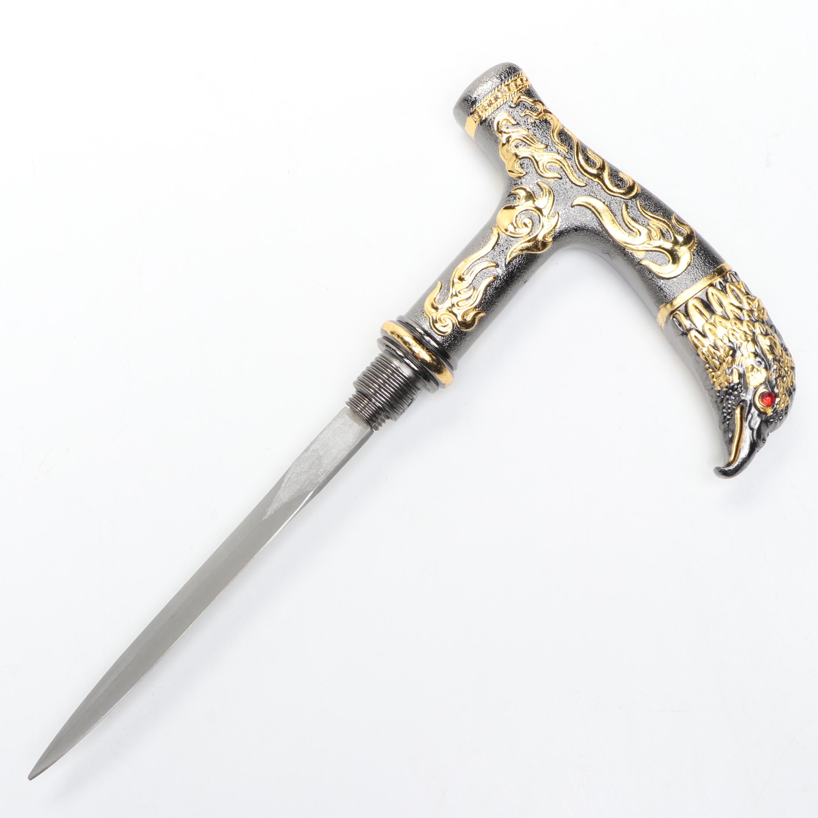 Embossed Eagle Head Derby-Handled Adjustable Sword Cane