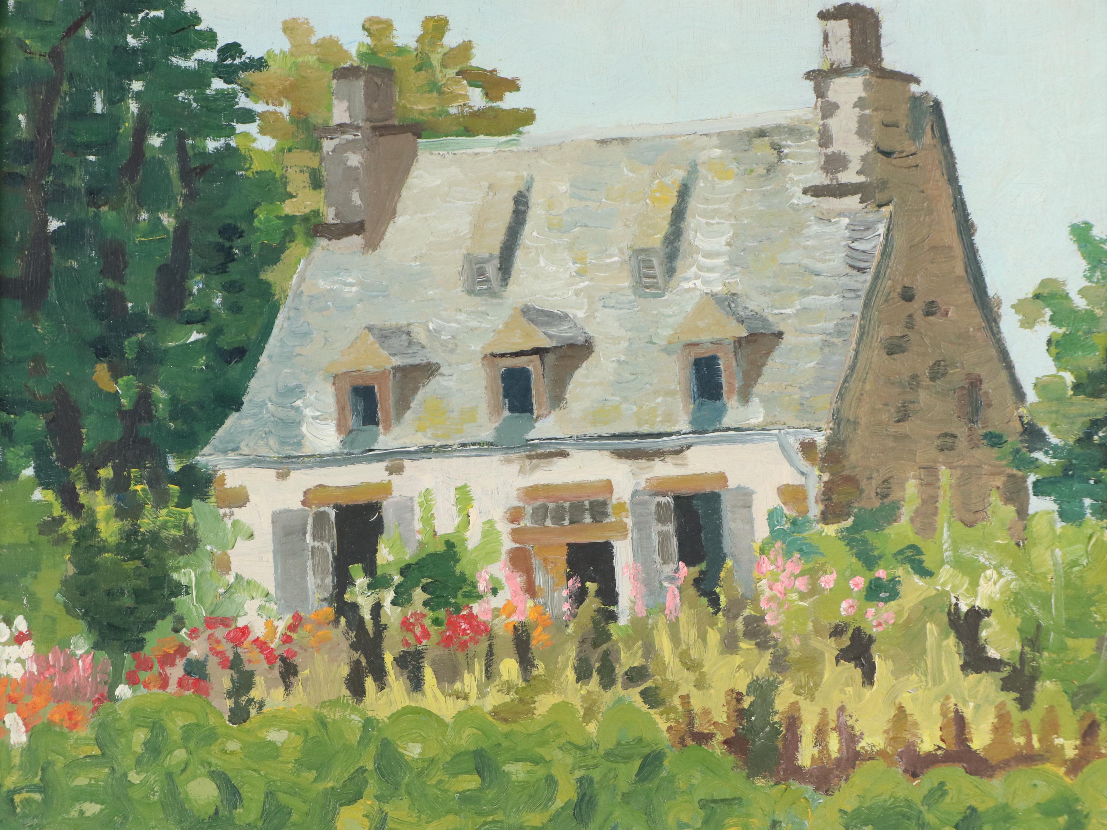 J. C. Bruyant Farmhouse Oil Painting, Circa 1940