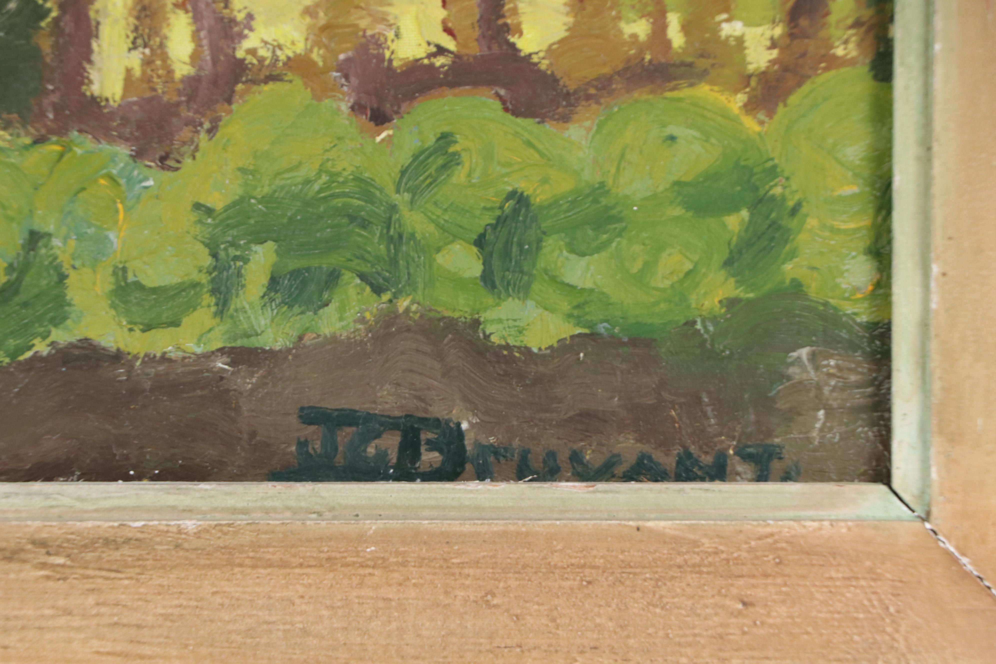 J. C. Bruyant Farmhouse Oil Painting, Circa 1940