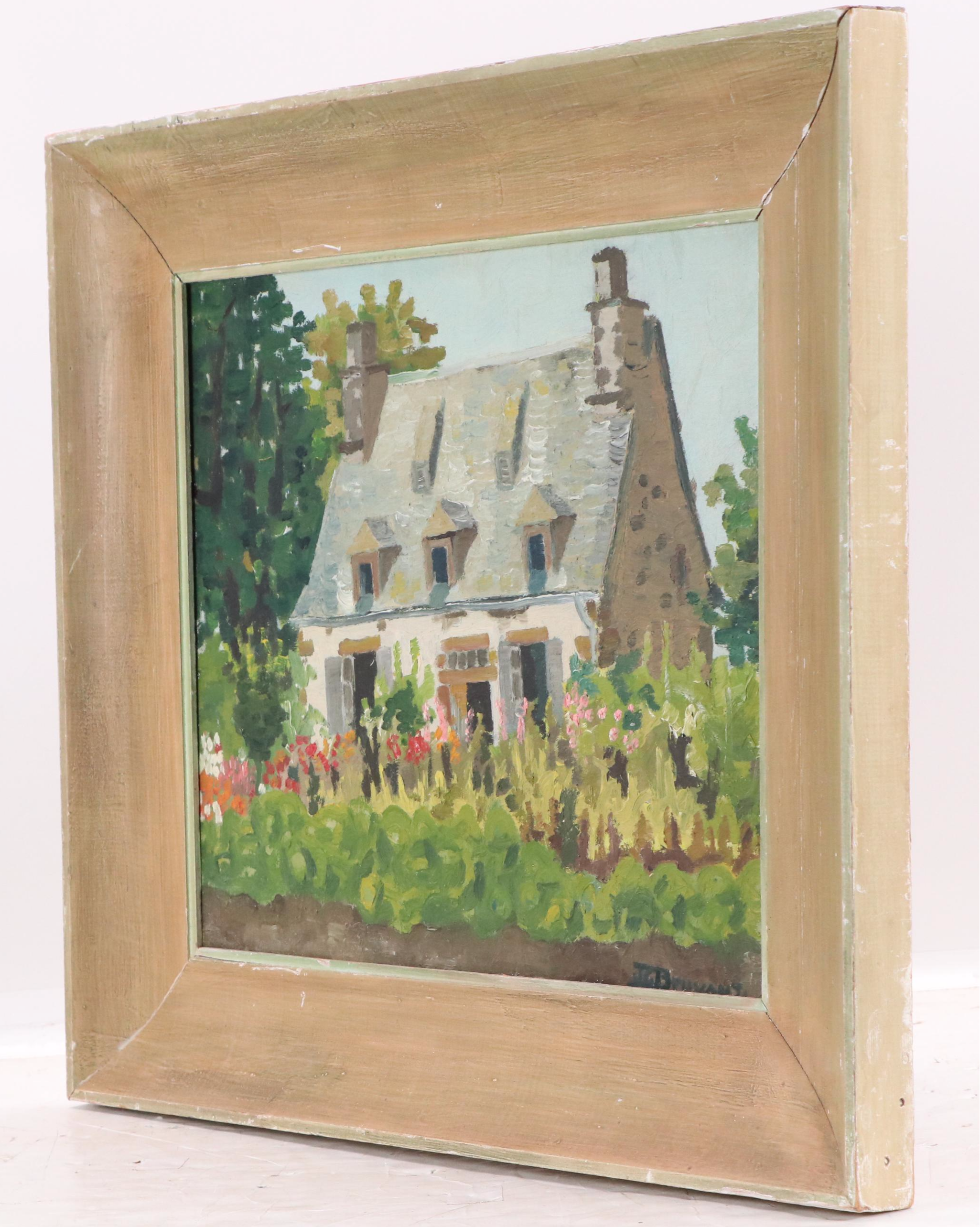J. C. Bruyant Farmhouse Oil Painting, Circa 1940