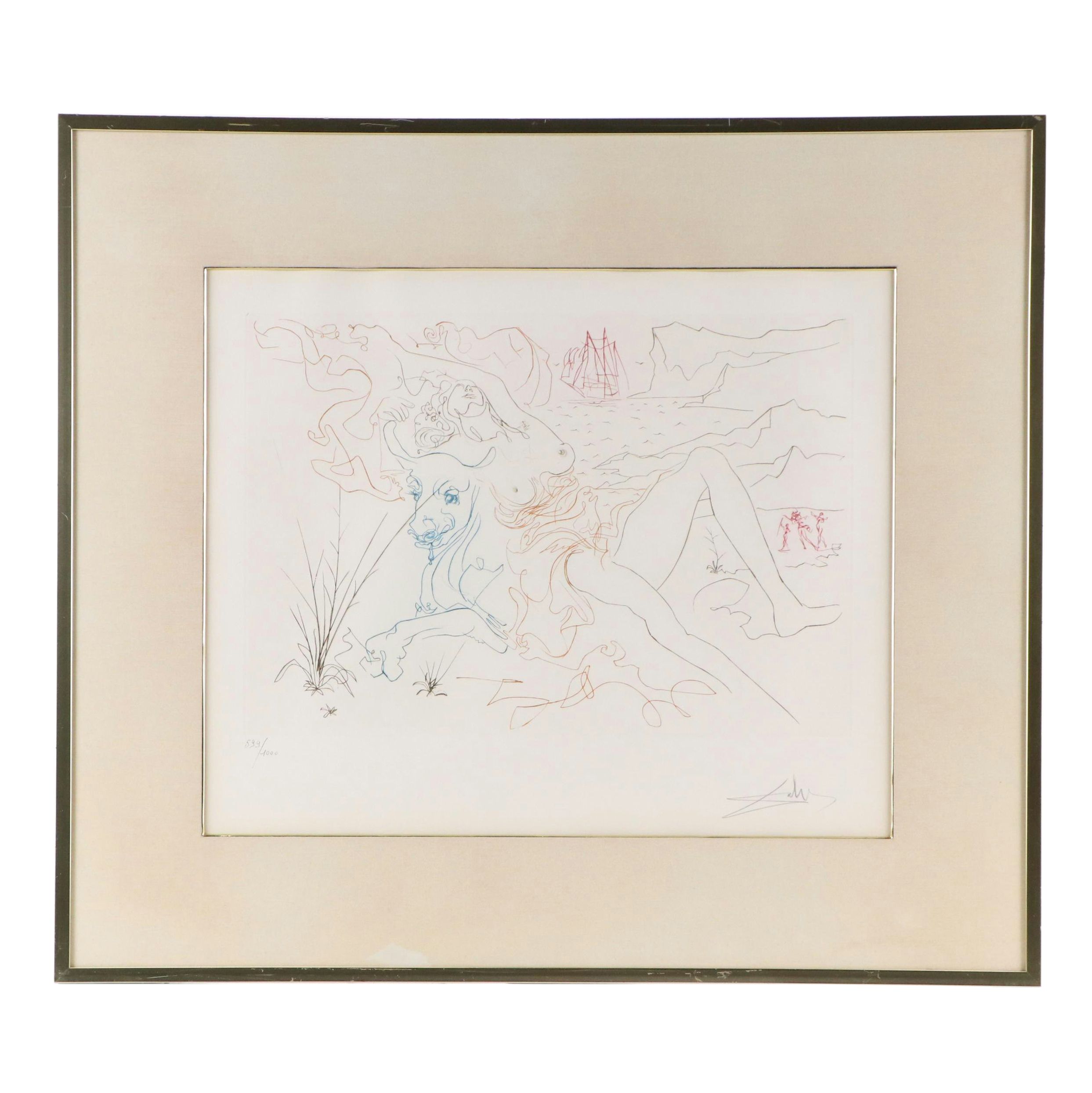 Salvador Dalí Color Etching "Europa and the Bull"