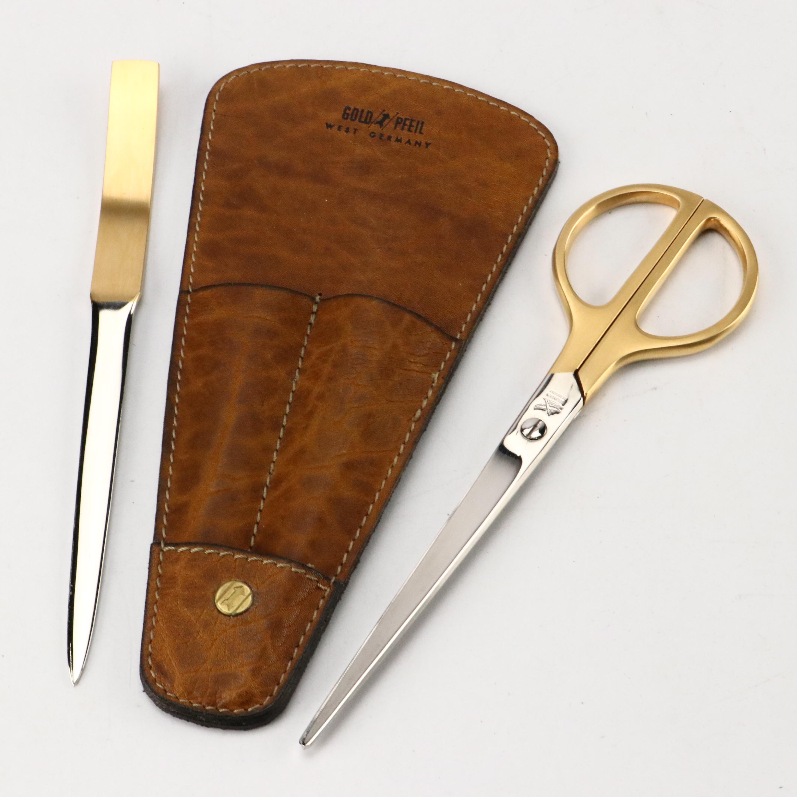 Marbled Paper Covered Slant Front Box with Other Office Accessories