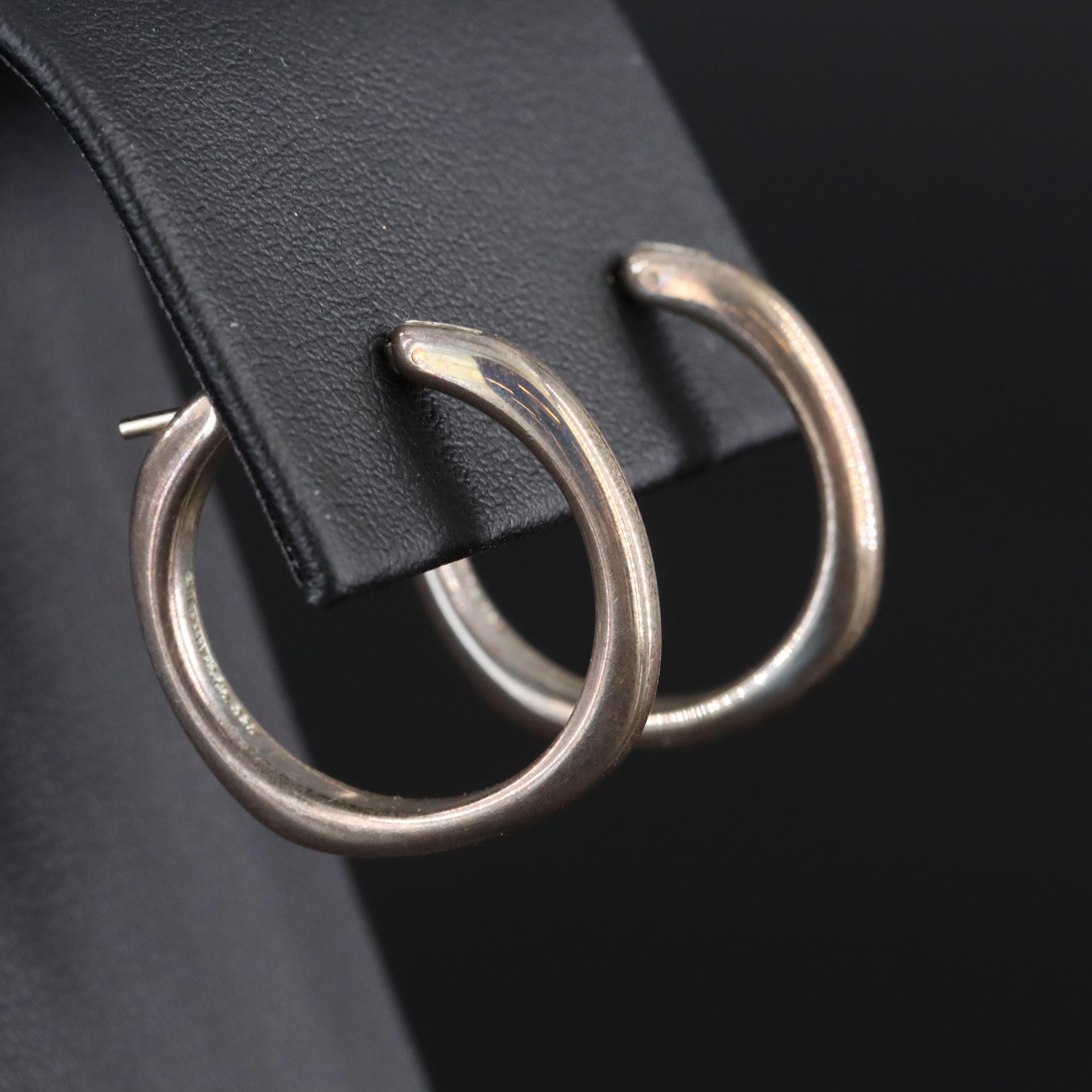 Tiffany & Co. Sterling Square Cushion Hoop Earrings