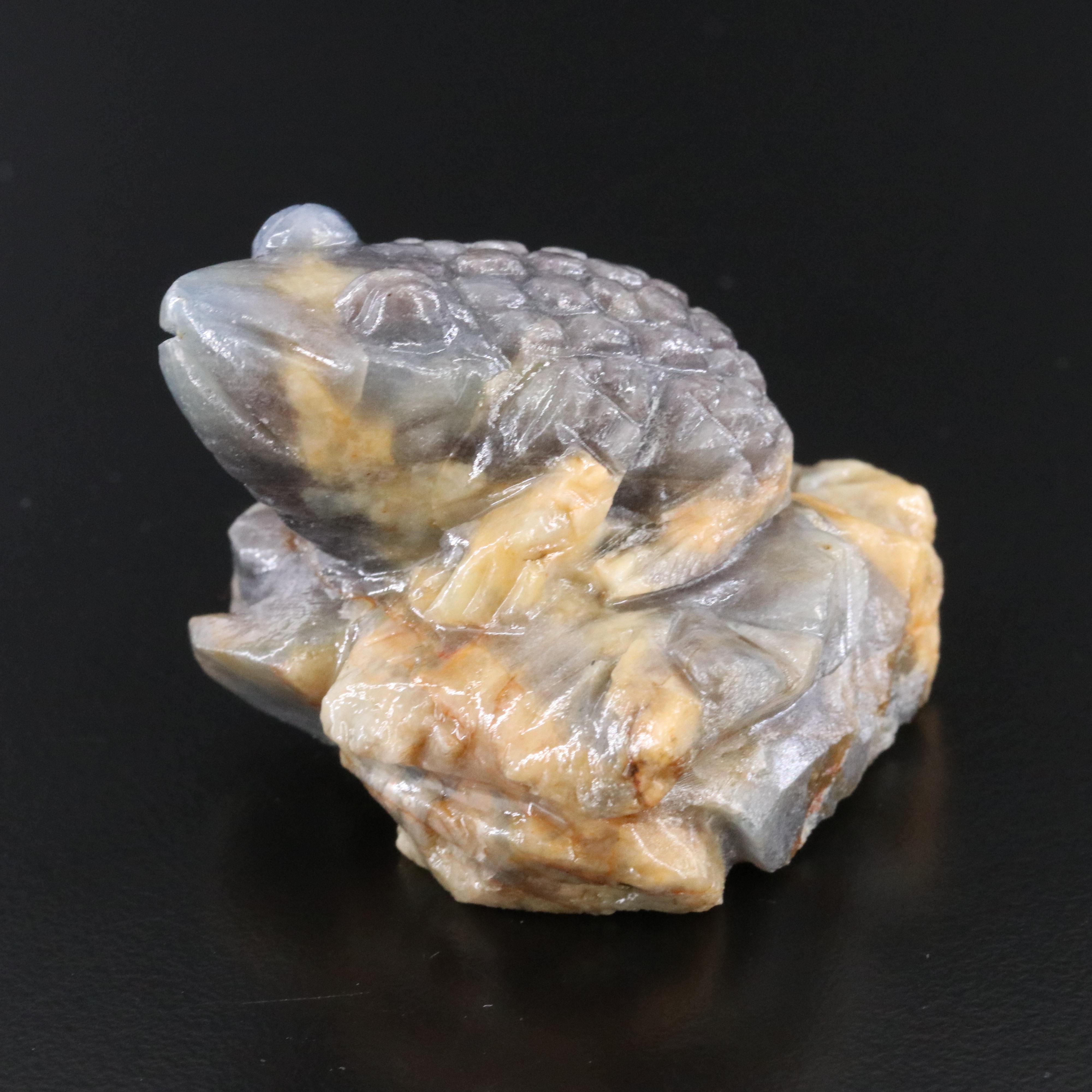 Sapphire Frog on Leaf Figurine