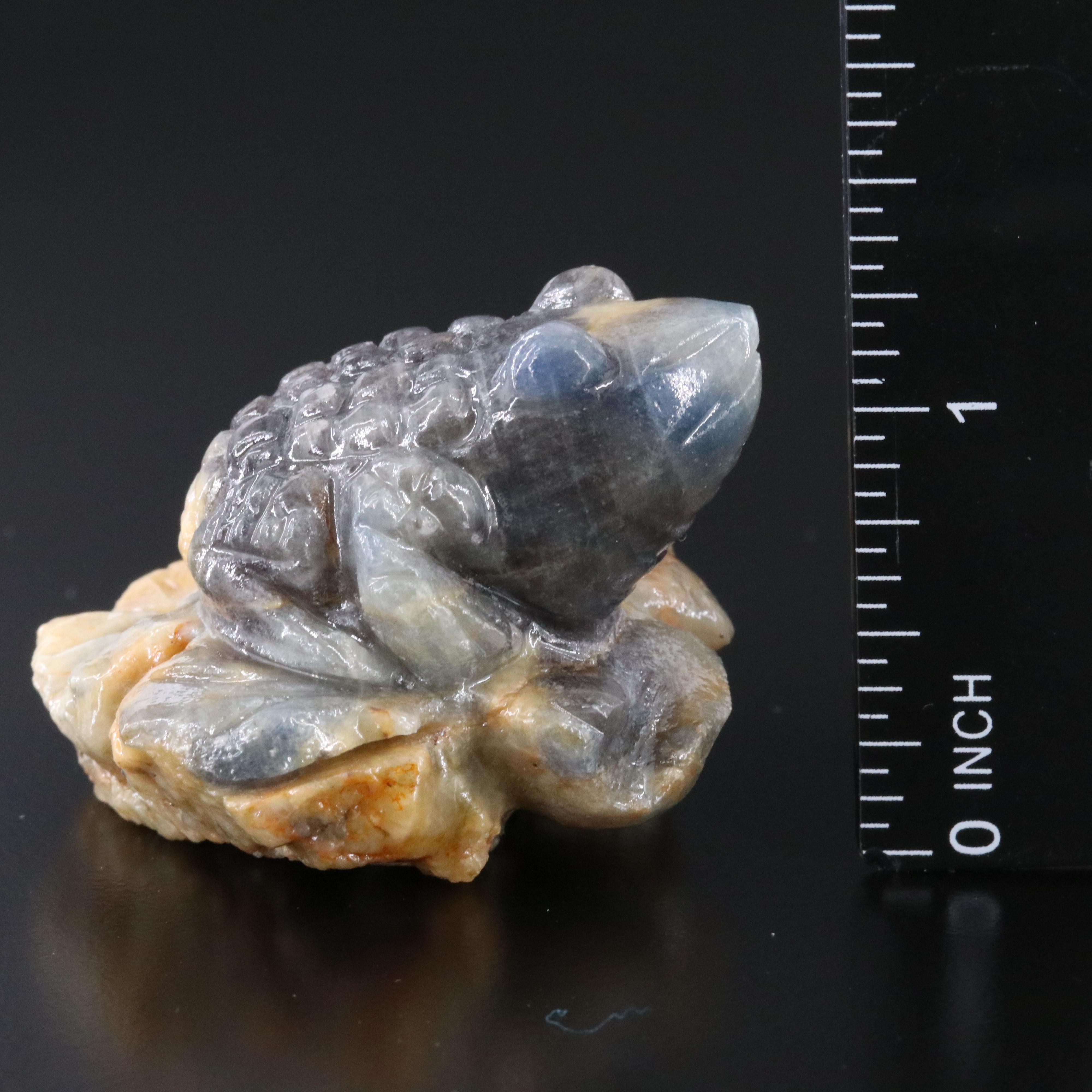 Sapphire Frog on Leaf Figurine