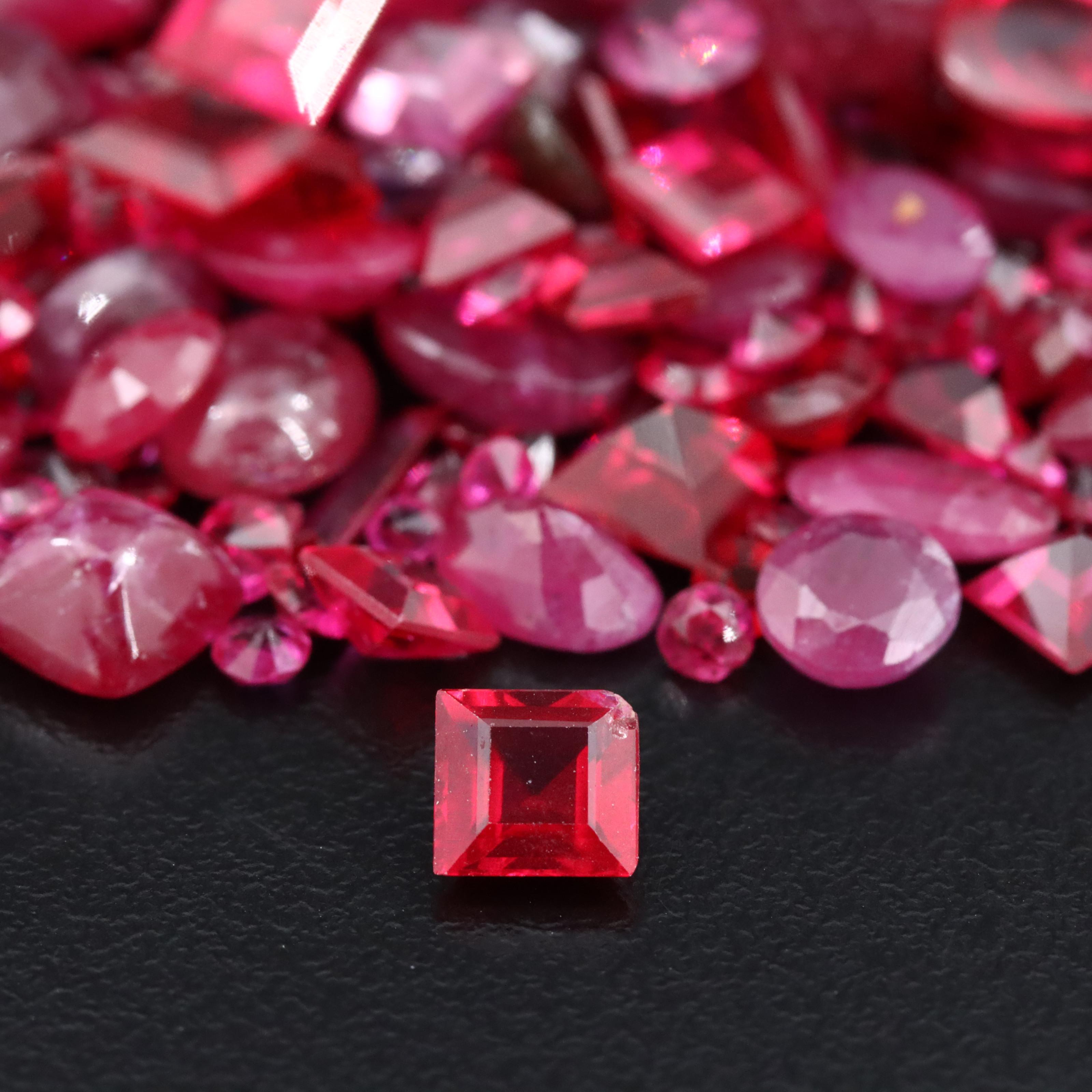 Loose 112.46 CTW Rubies, Lab Grown Rubies and Glass Selection
