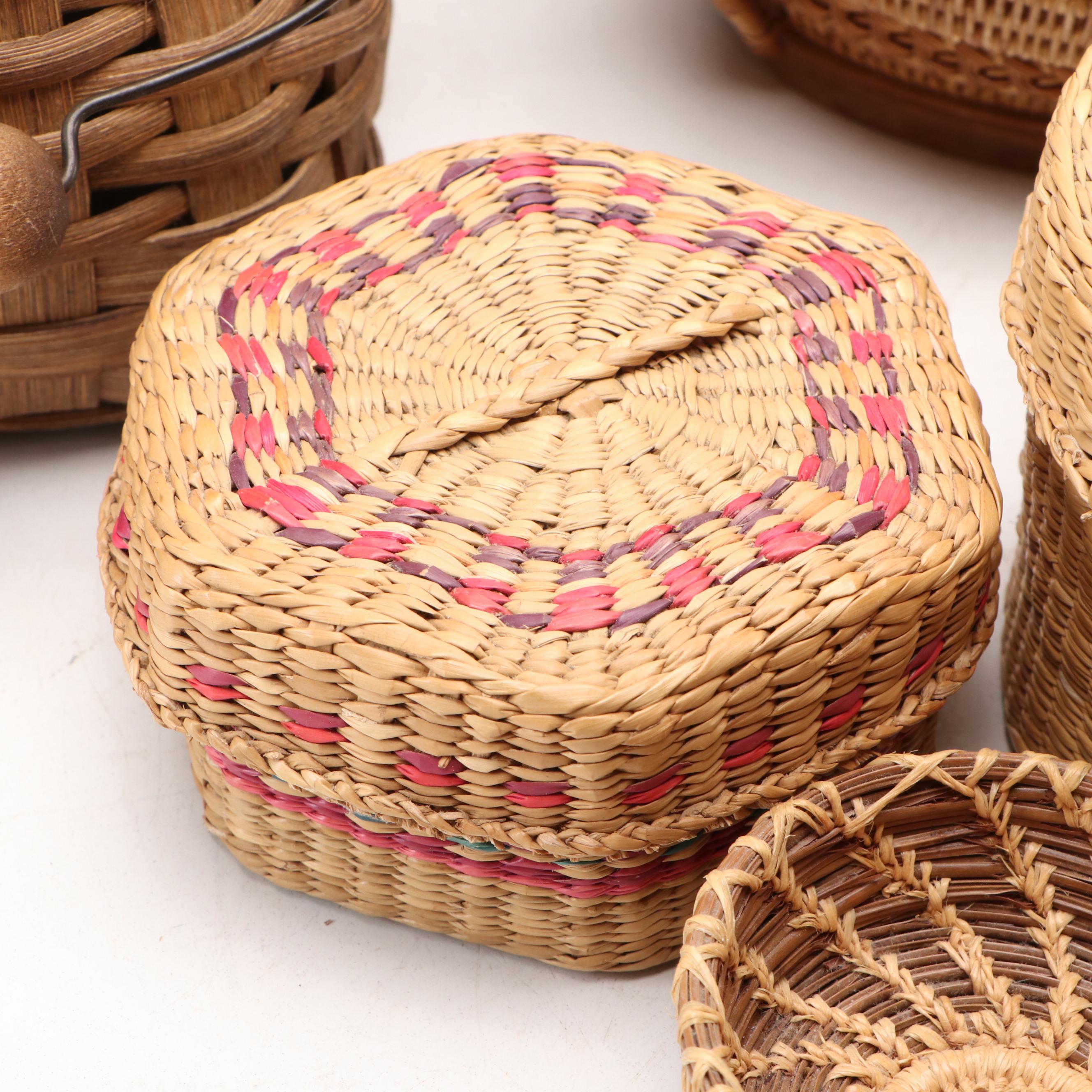 Hand-Painted Wood Eggs, Pine Needle, Seagrass and Bamboo Baskets, More