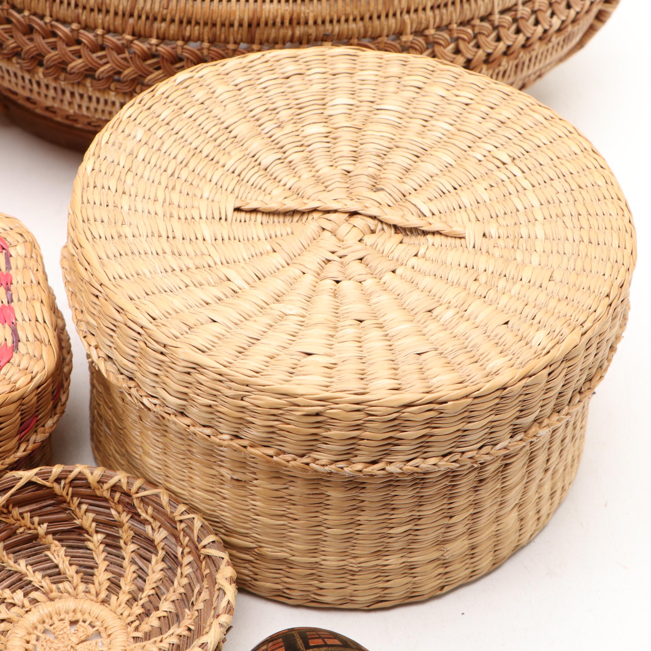 Hand-Painted Wood Eggs, Pine Needle, Seagrass and Bamboo Baskets, More