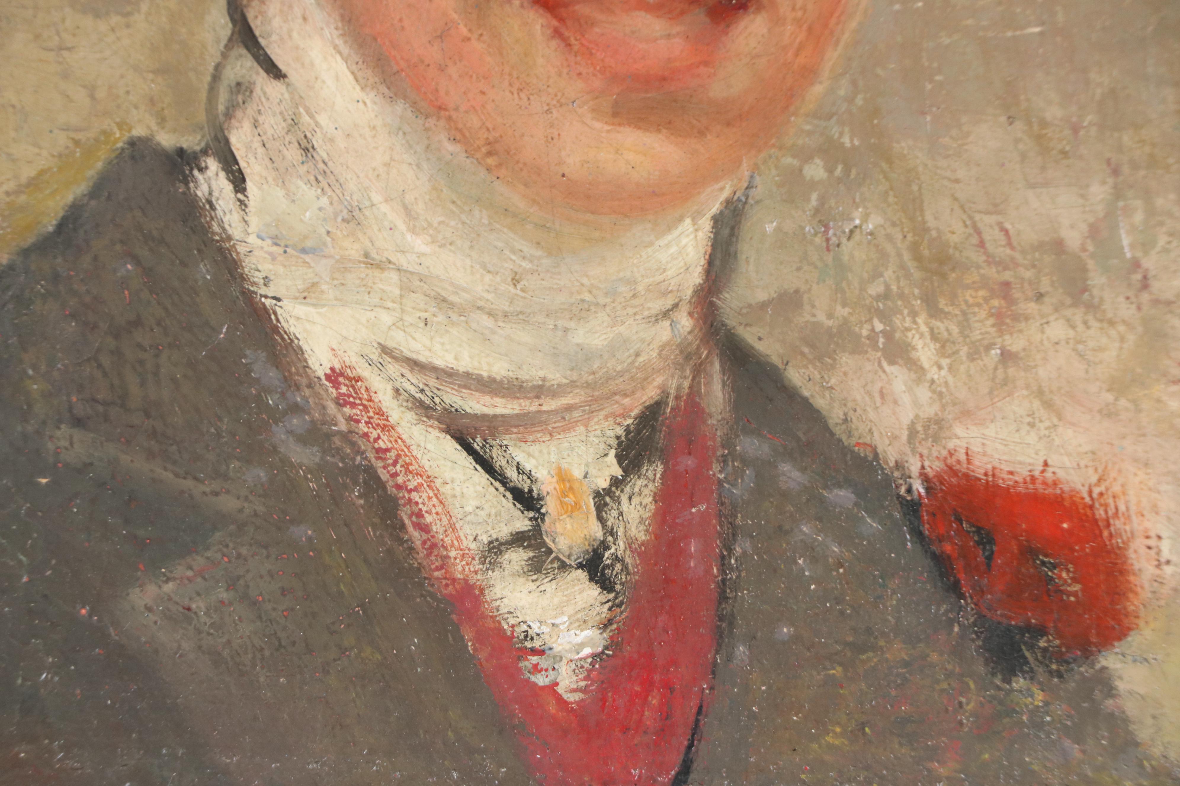 Raymond Woog Portrait Oil Painting of Woman in Hat, 1906