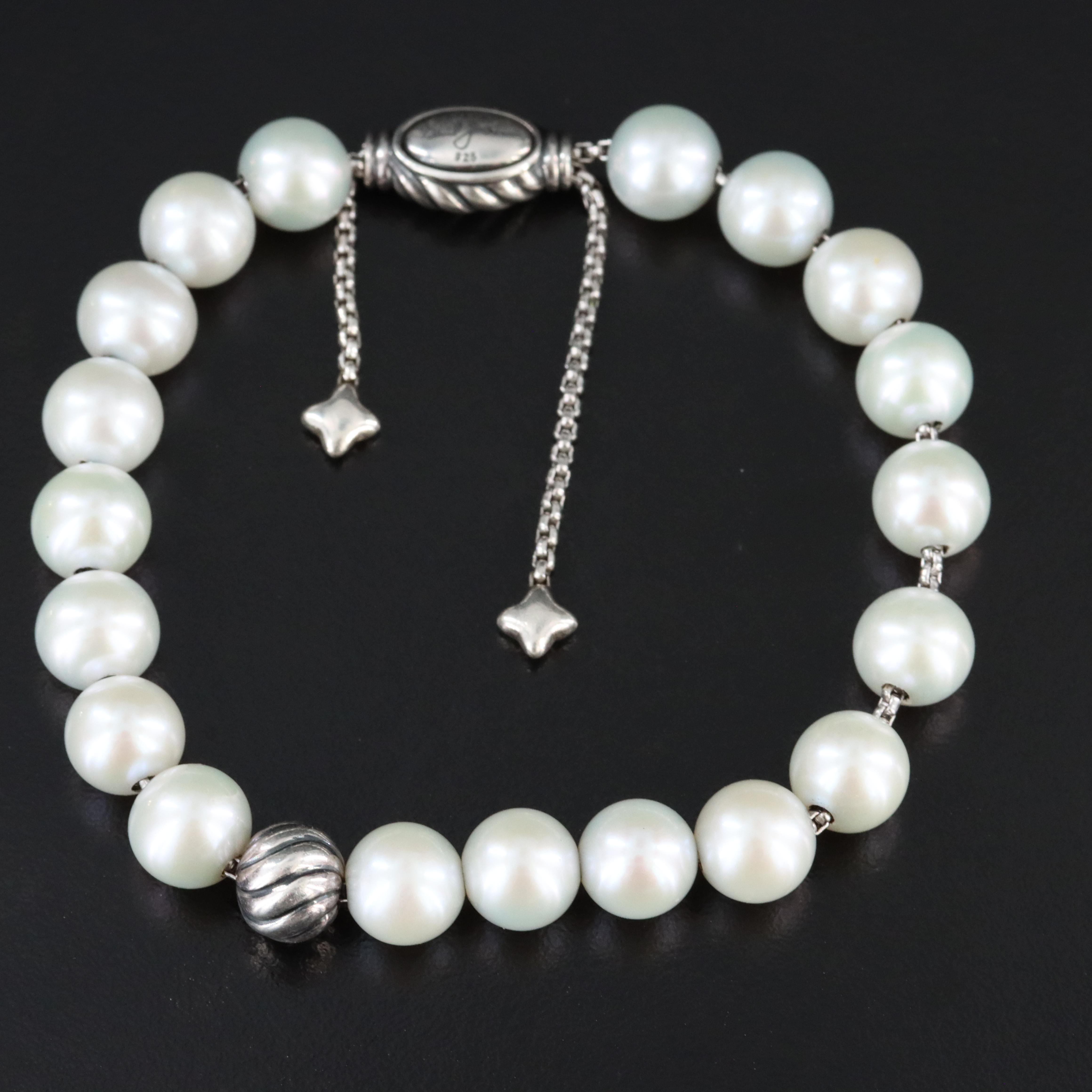 David Yurman Spritual Beads Sterling and Pearl Bracelet
