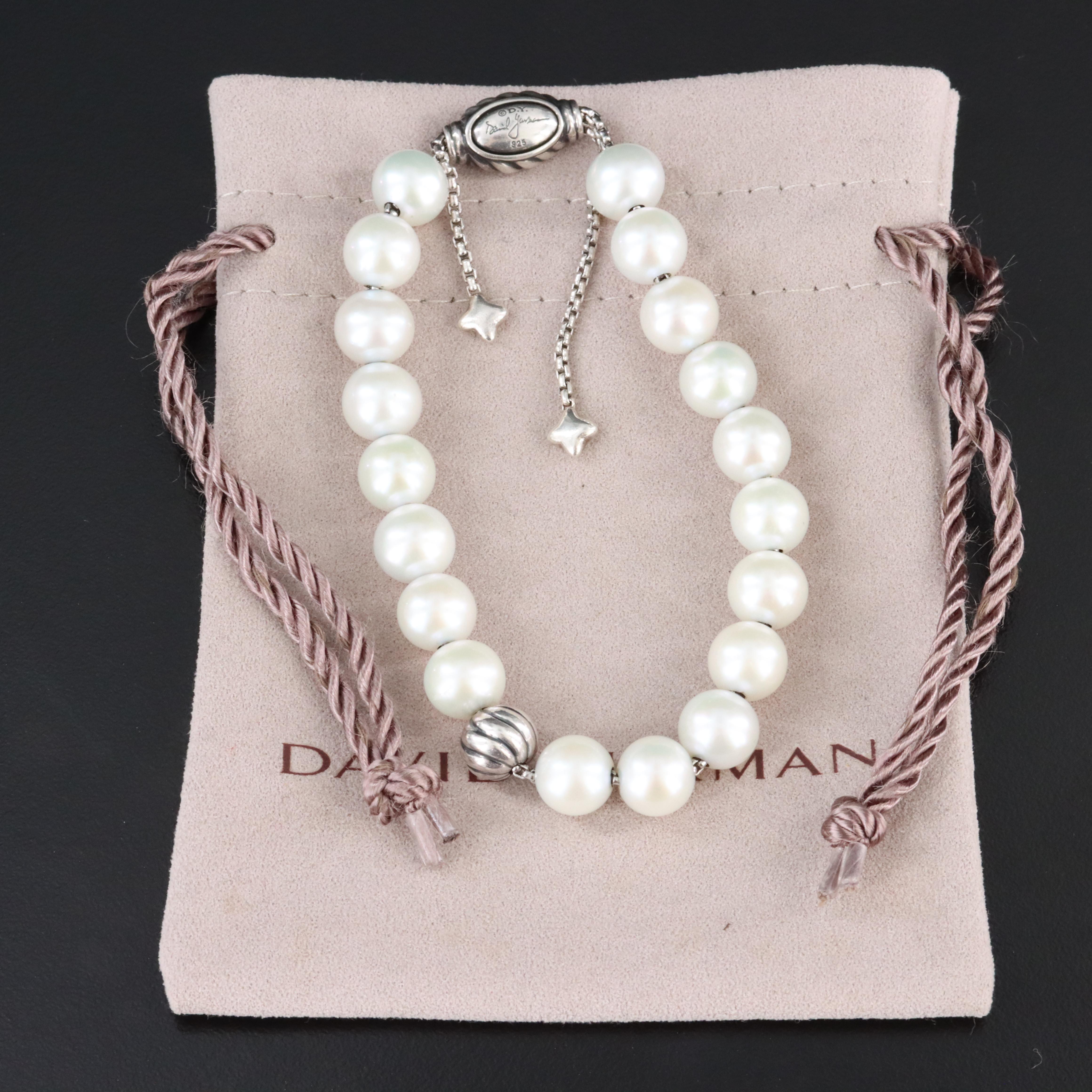 David Yurman Spritual Beads Sterling and Pearl Bracelet