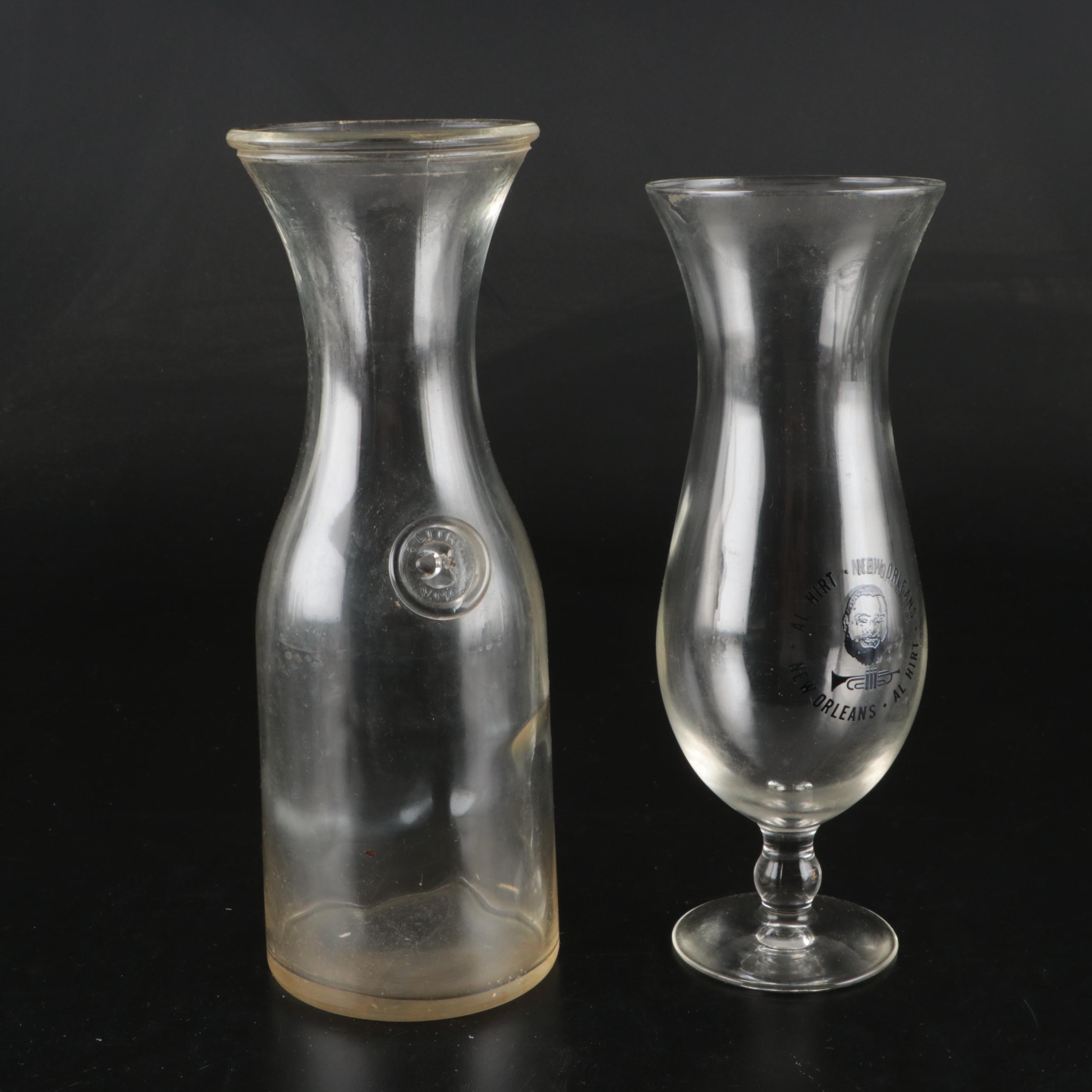 Vintage Hurricane Glasses with Other Glasses and Table Linens