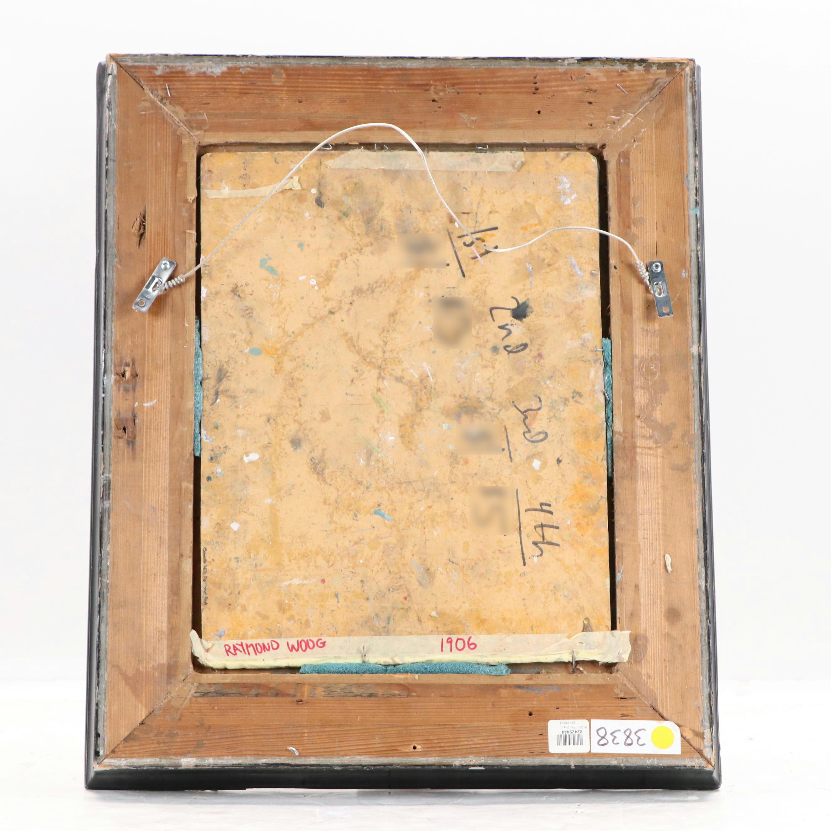 Raymond Woog Portrait Oil Painting of Woman in Hat, 1906