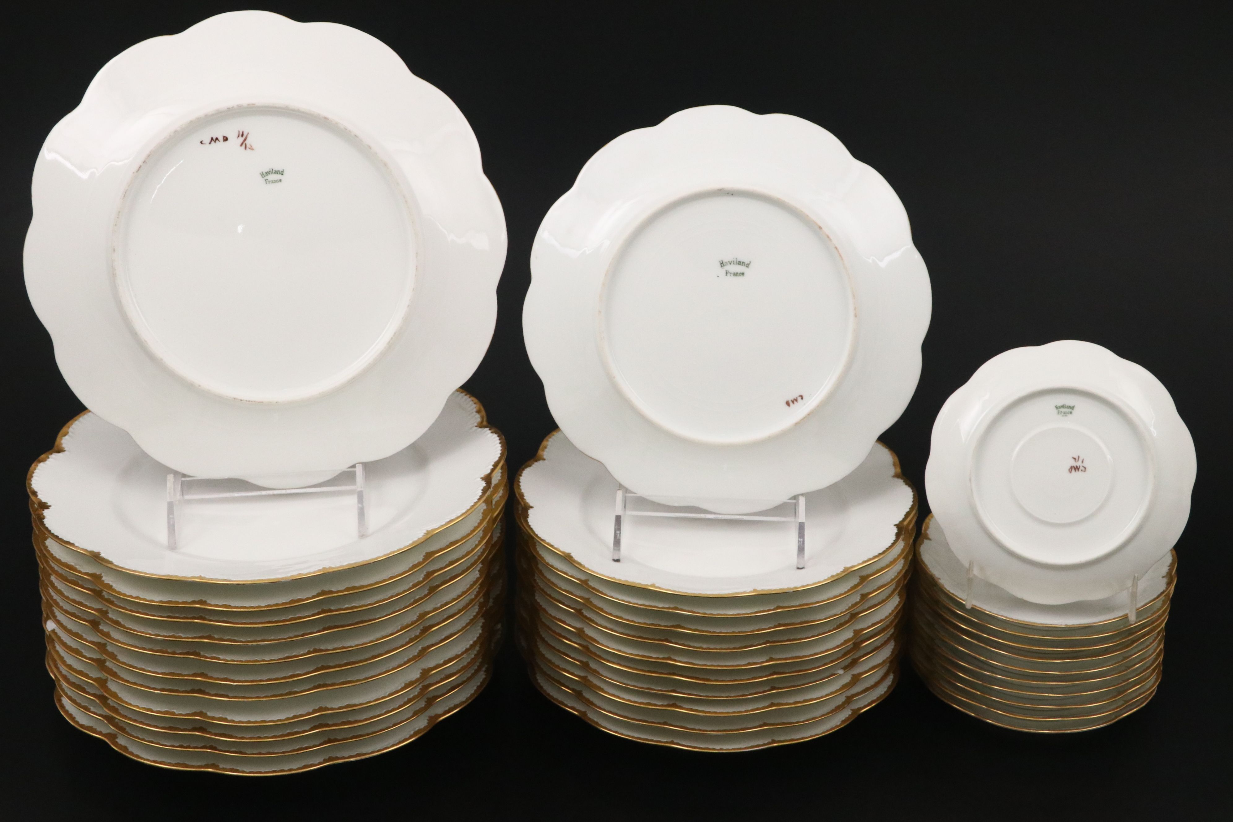 Haviland Limoges with Other Porcelain Gilt Rim Dinnerware and Serving Pieces