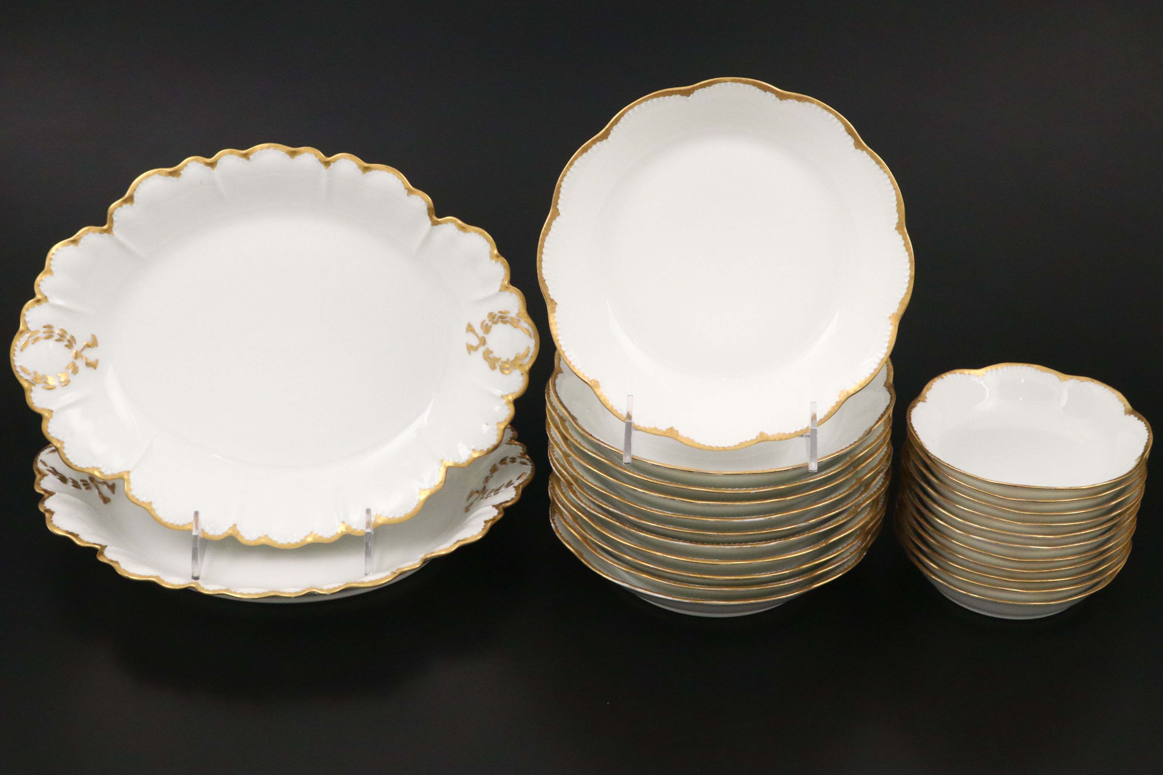 Haviland Limoges with Other Porcelain Gilt Rim Dinnerware and Serving Pieces