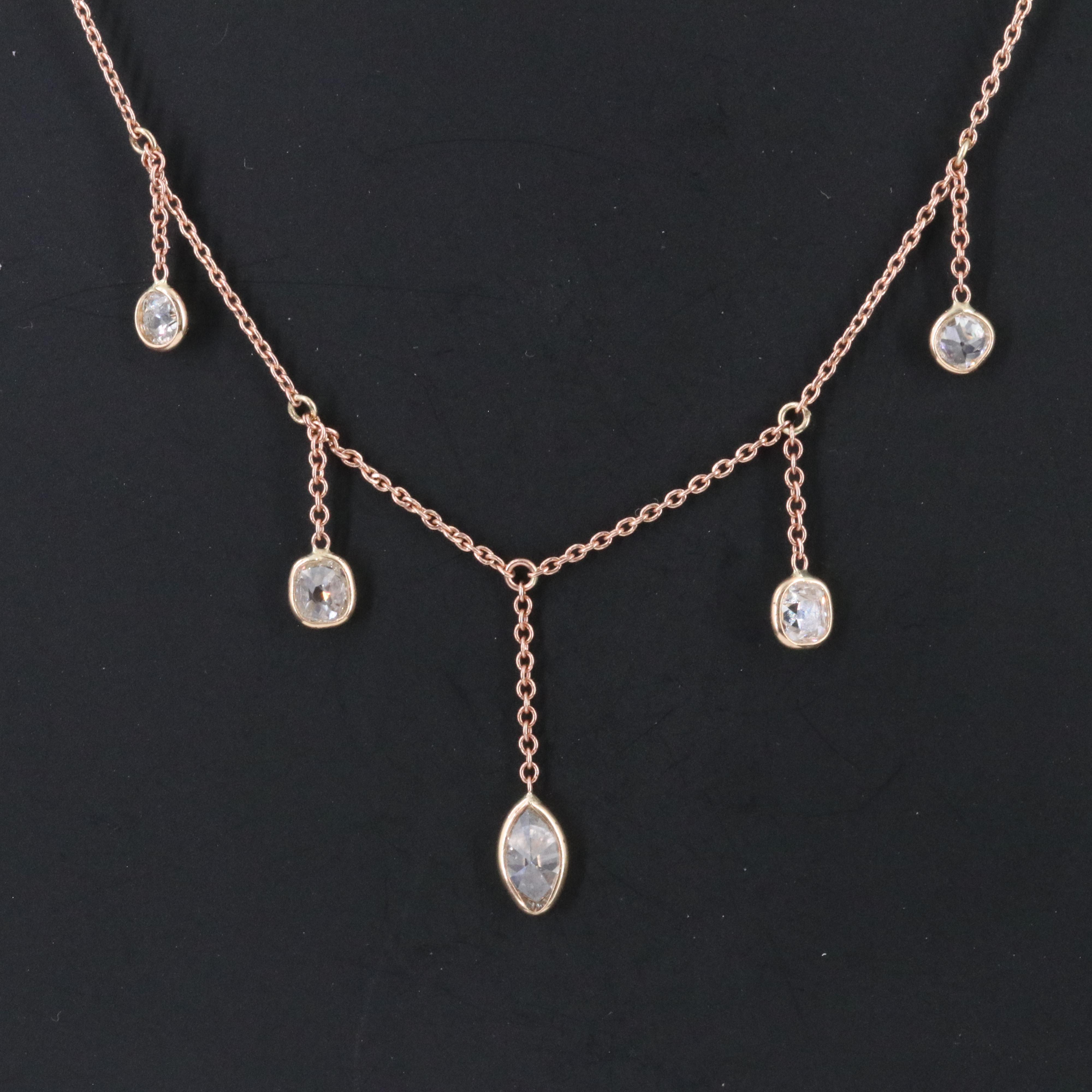 14K Rose Gold 1.28 CTW Diamond Fringe Necklace