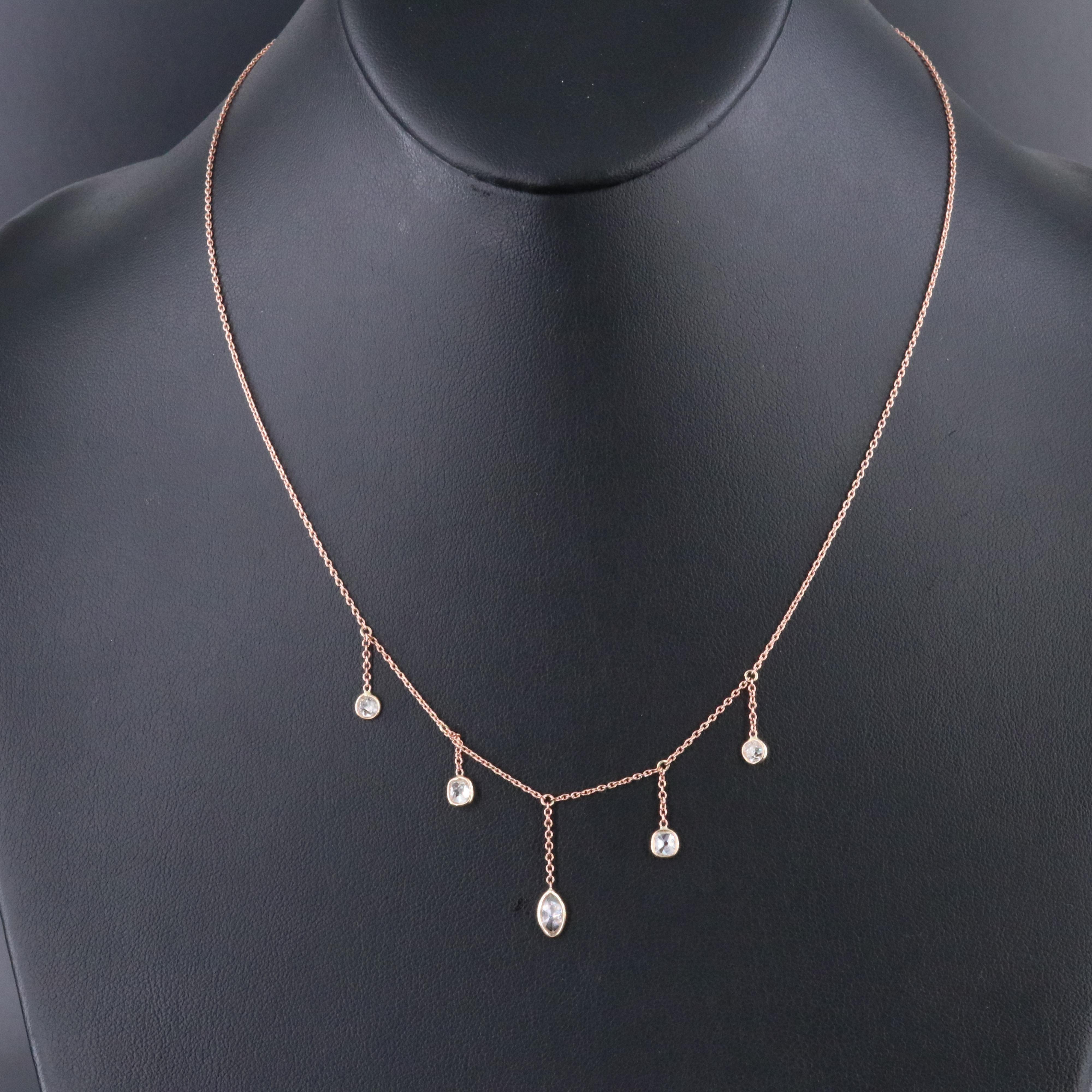 14K Rose Gold 1.28 CTW Diamond Fringe Necklace
