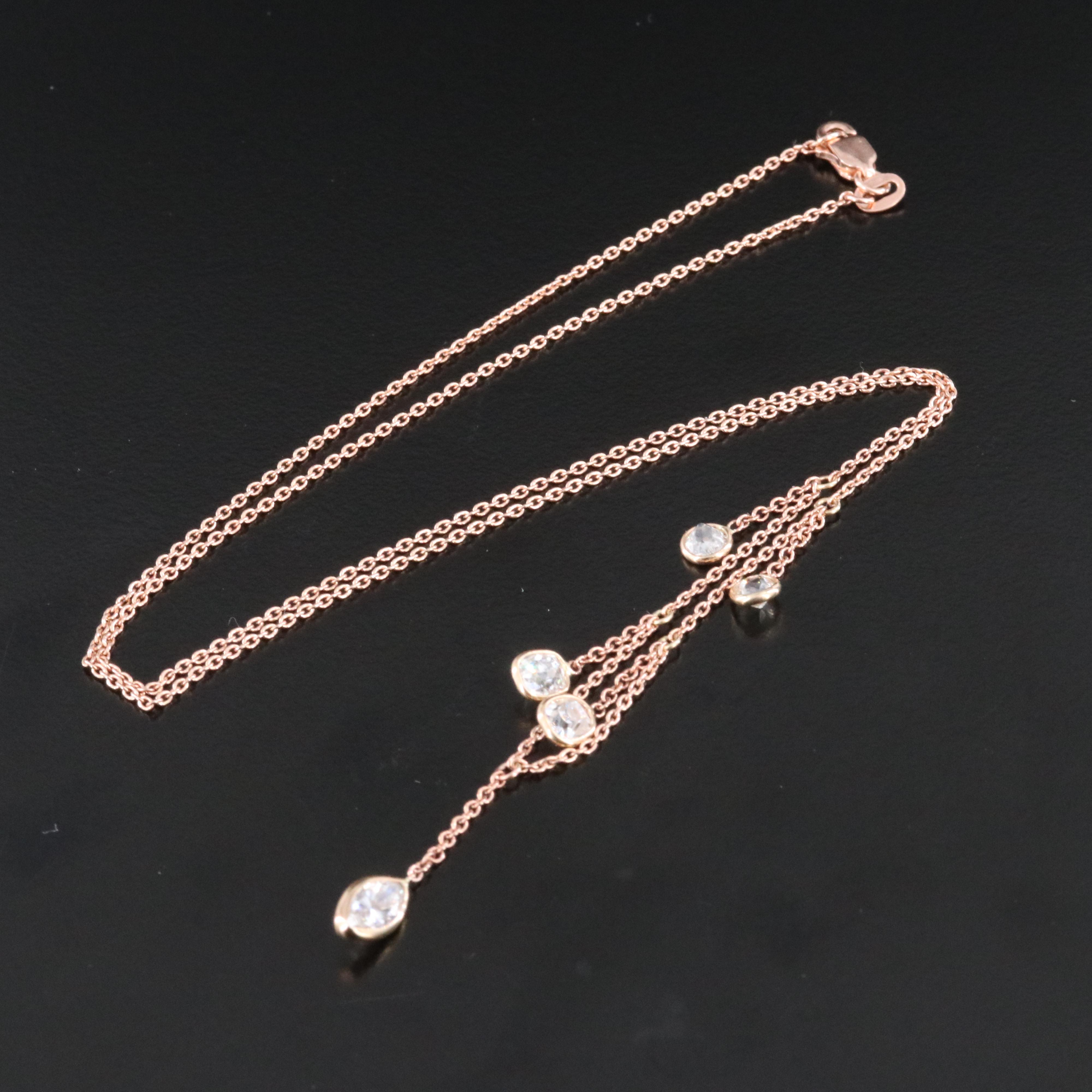 14K Rose Gold 1.28 CTW Diamond Fringe Necklace