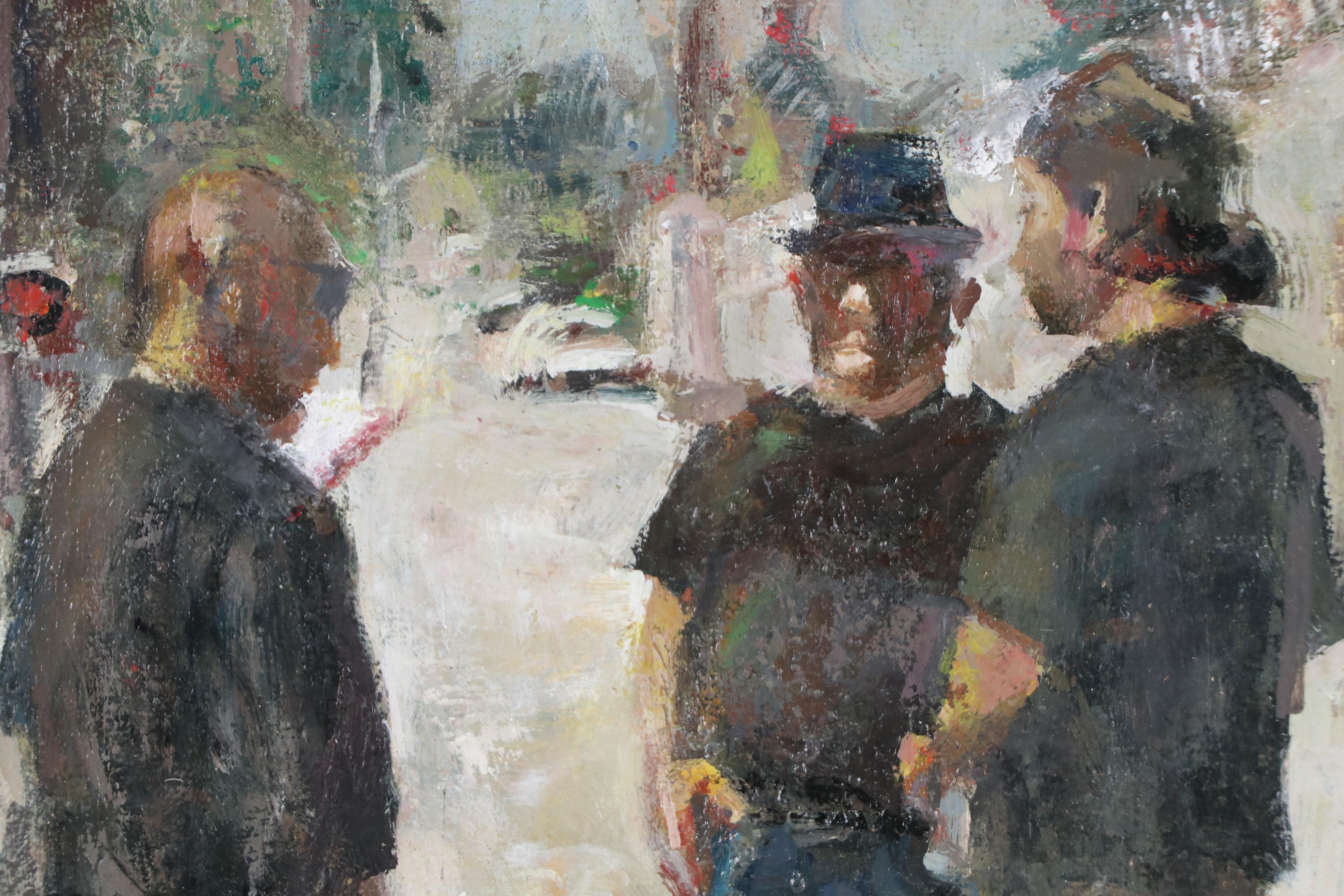 Kevin Kasik Oil Painting "Getting the Downtown Lowdown," 2025