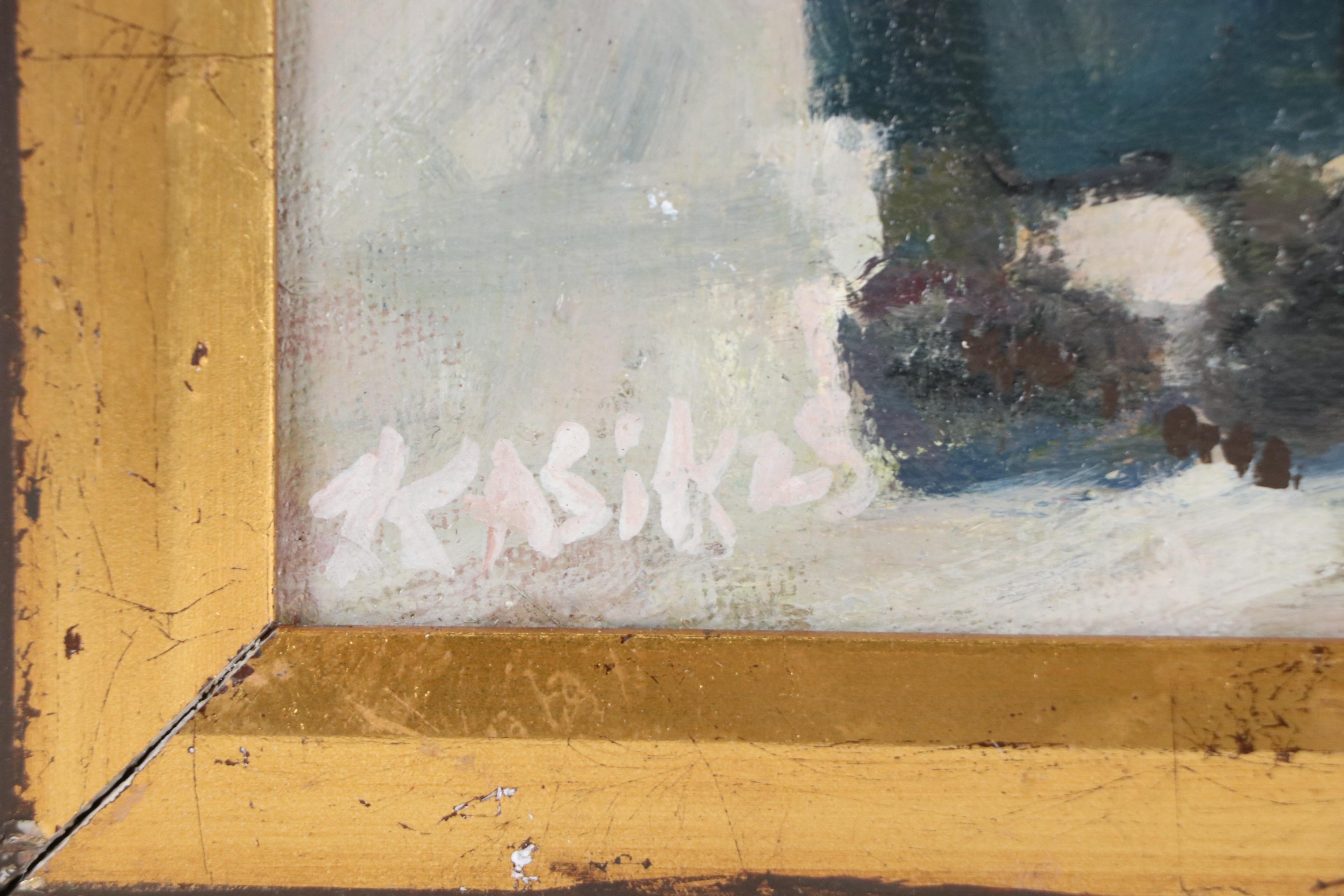 Kevin Kasik Oil Painting "Getting the Downtown Lowdown," 2025