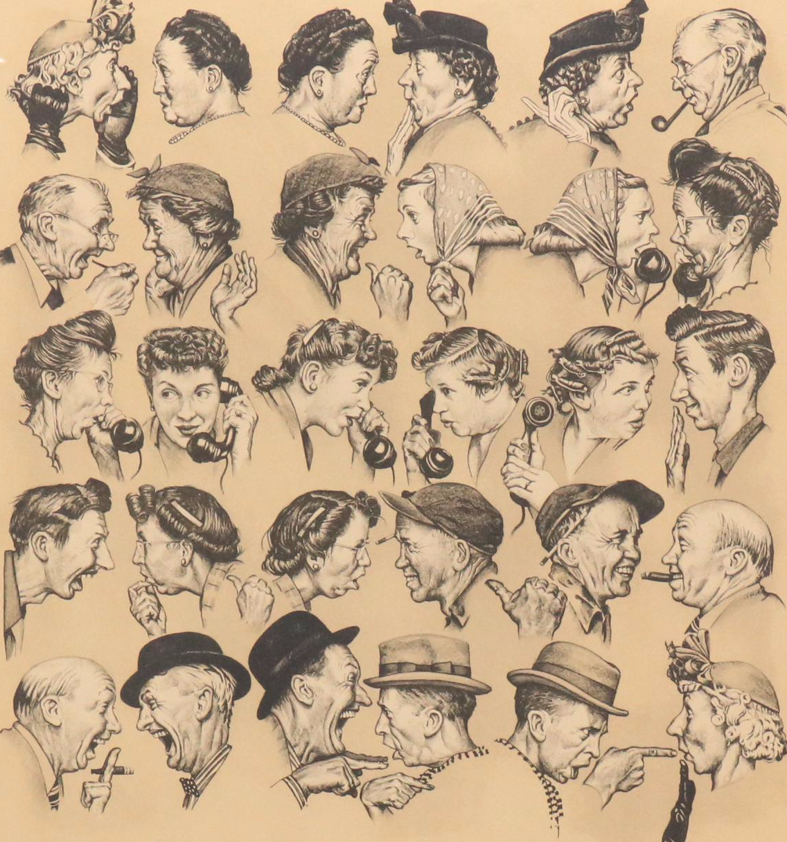 Norman Rockwell Lithograph "The Gossips," 1971