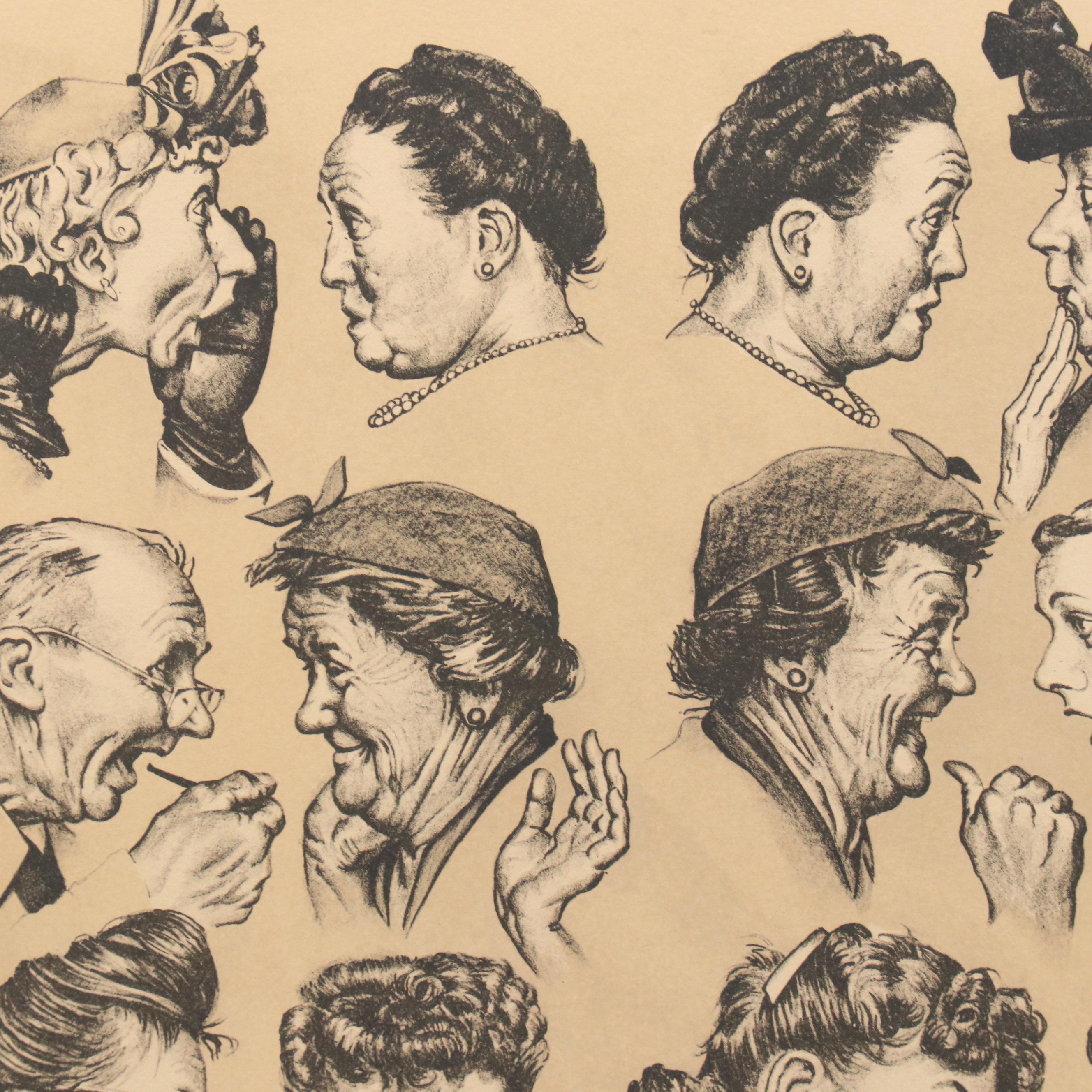Norman Rockwell Lithograph "The Gossips," 1971
