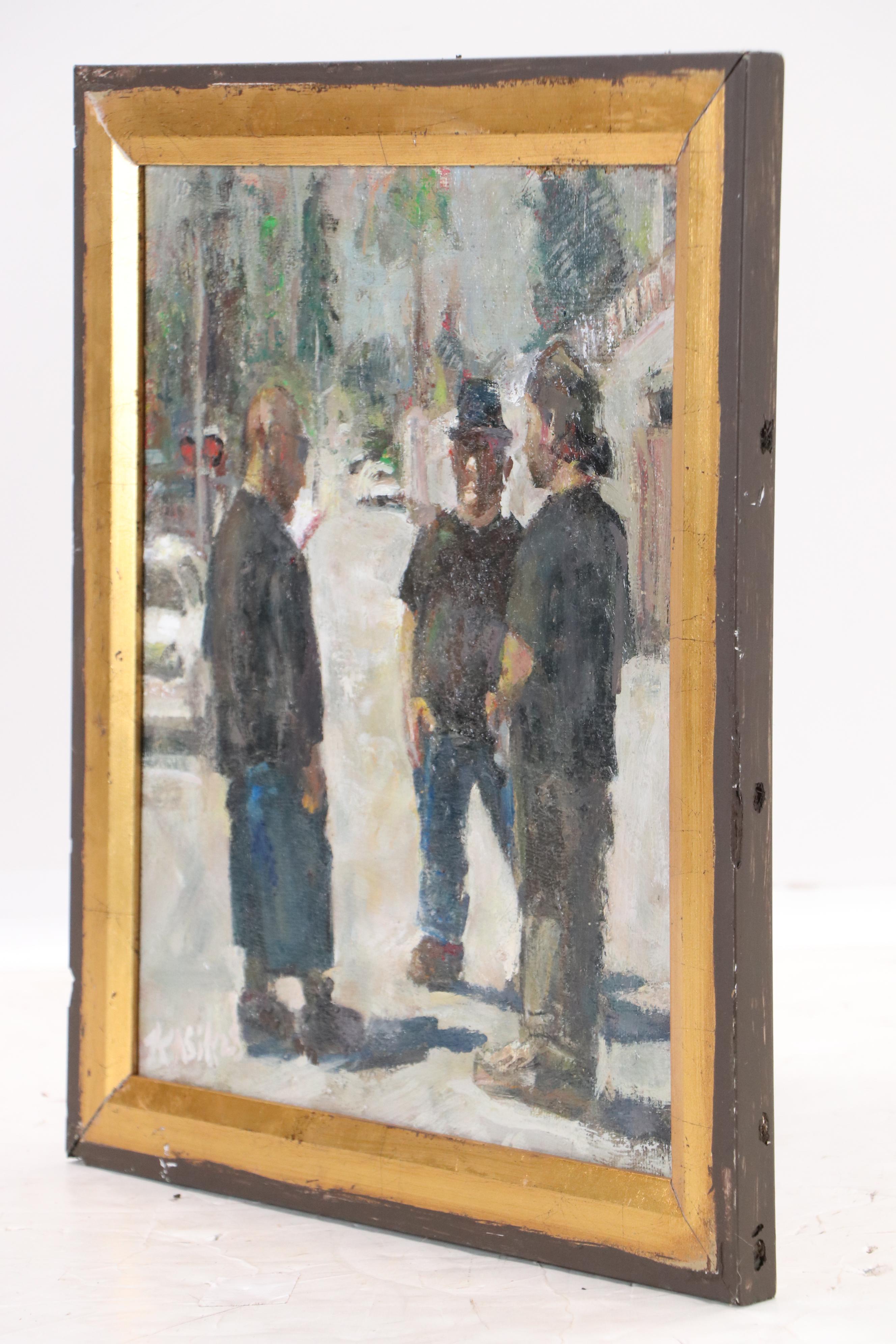 Kevin Kasik Oil Painting "Getting the Downtown Lowdown," 2025