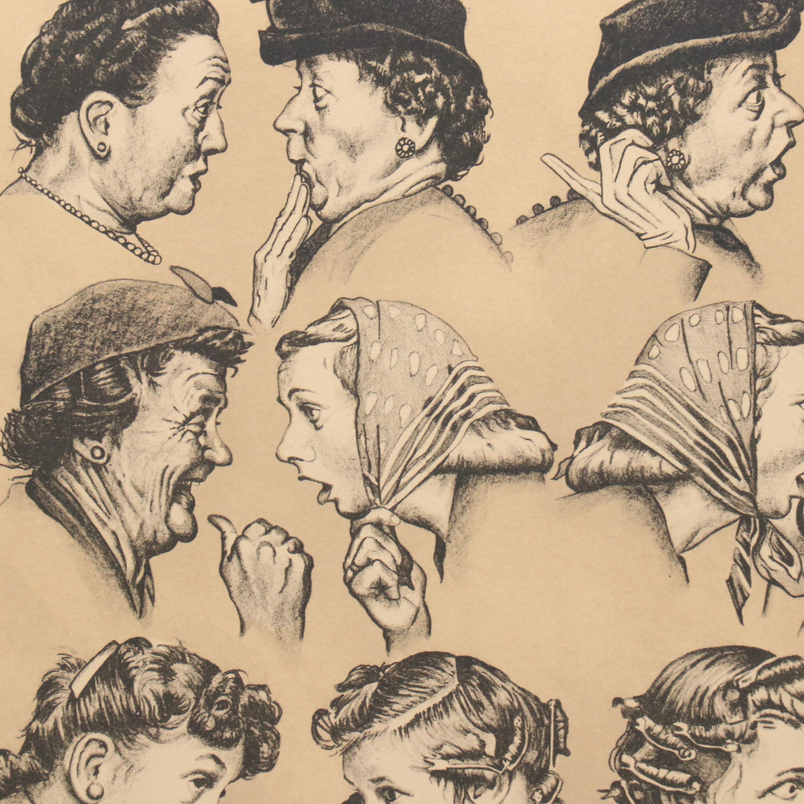 Norman Rockwell Lithograph "The Gossips," 1971