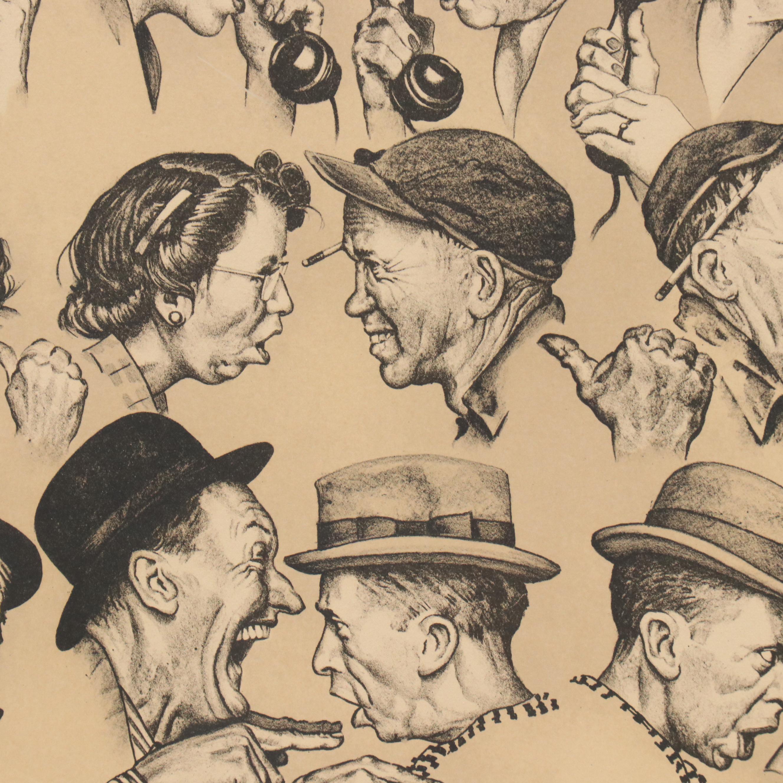 Norman Rockwell Lithograph "The Gossips," 1971