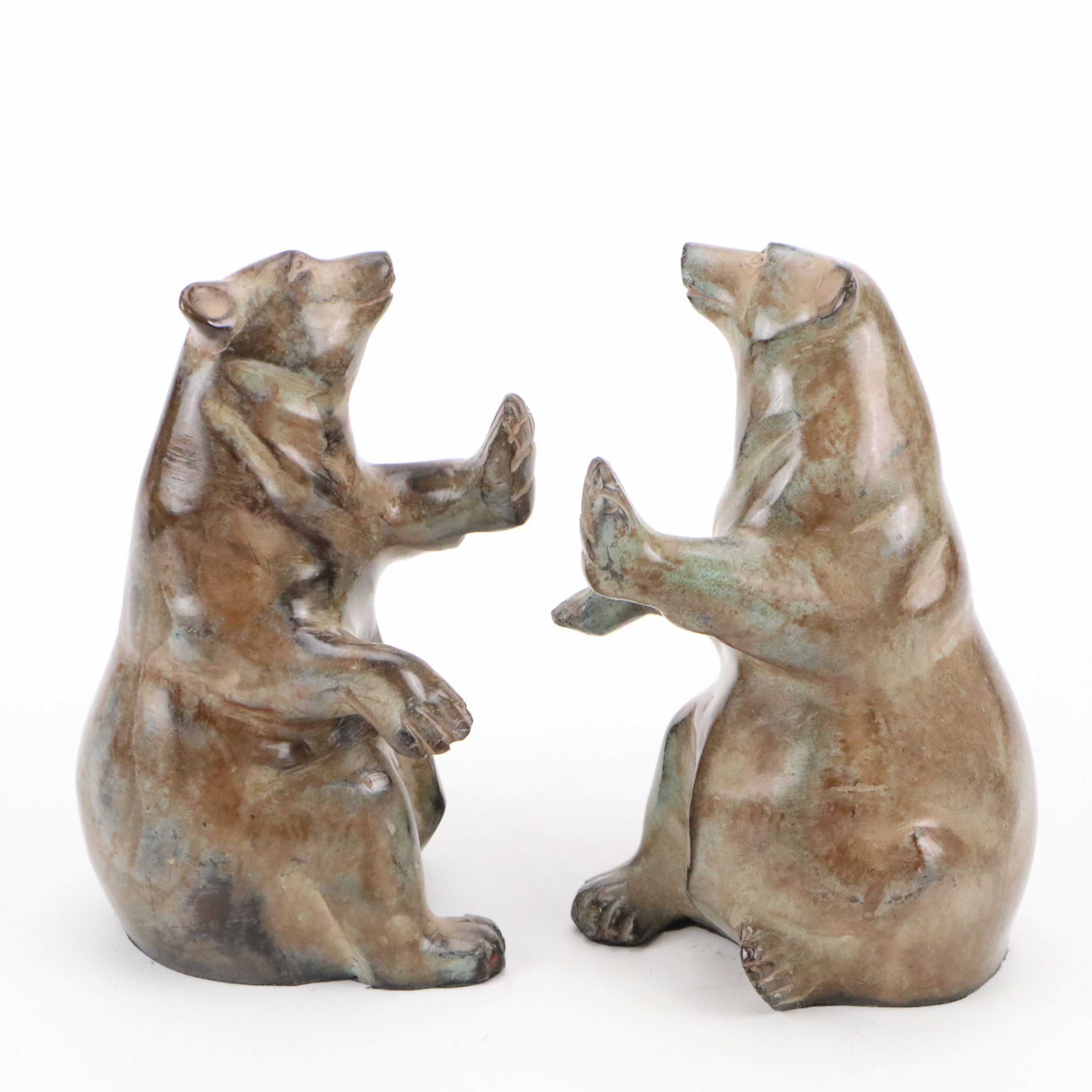 Bear Shaped Bookends with Charger and Pillar Candle Holders