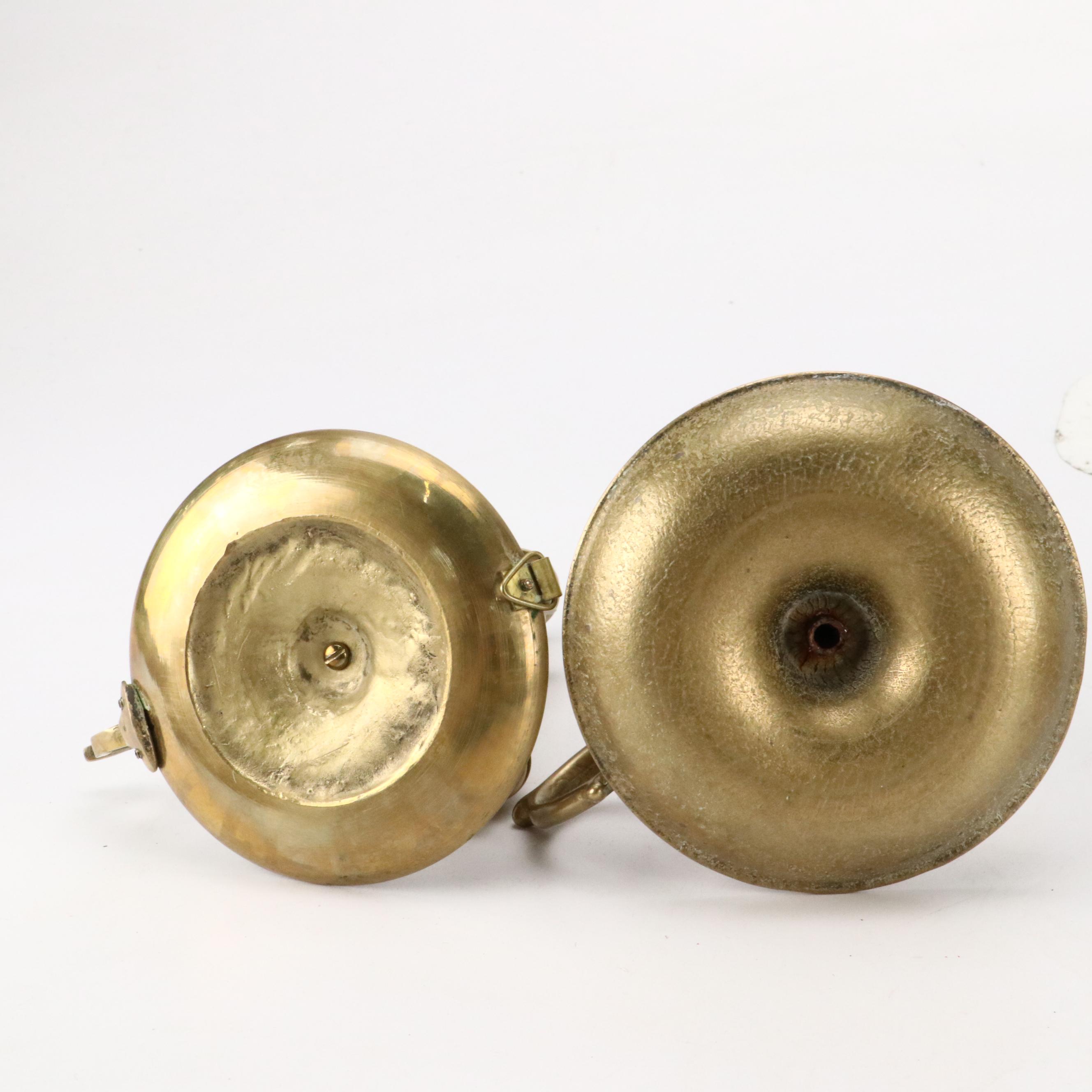 Brass Chambersticks with Beehive and Other Candlesticks, 20th Century