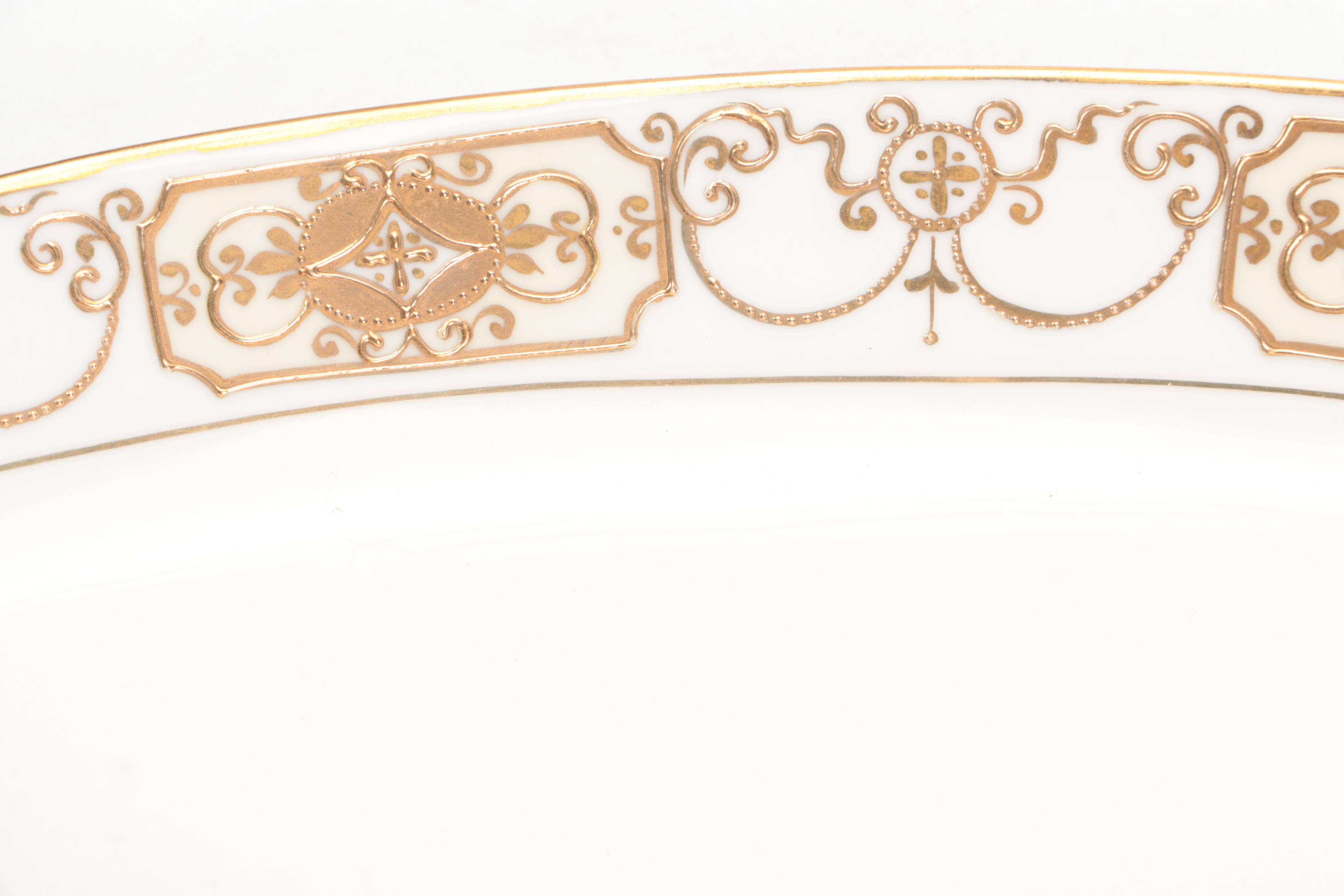 Nippon Porcelain Celery Dish and Salt Dips, Early 20th Century