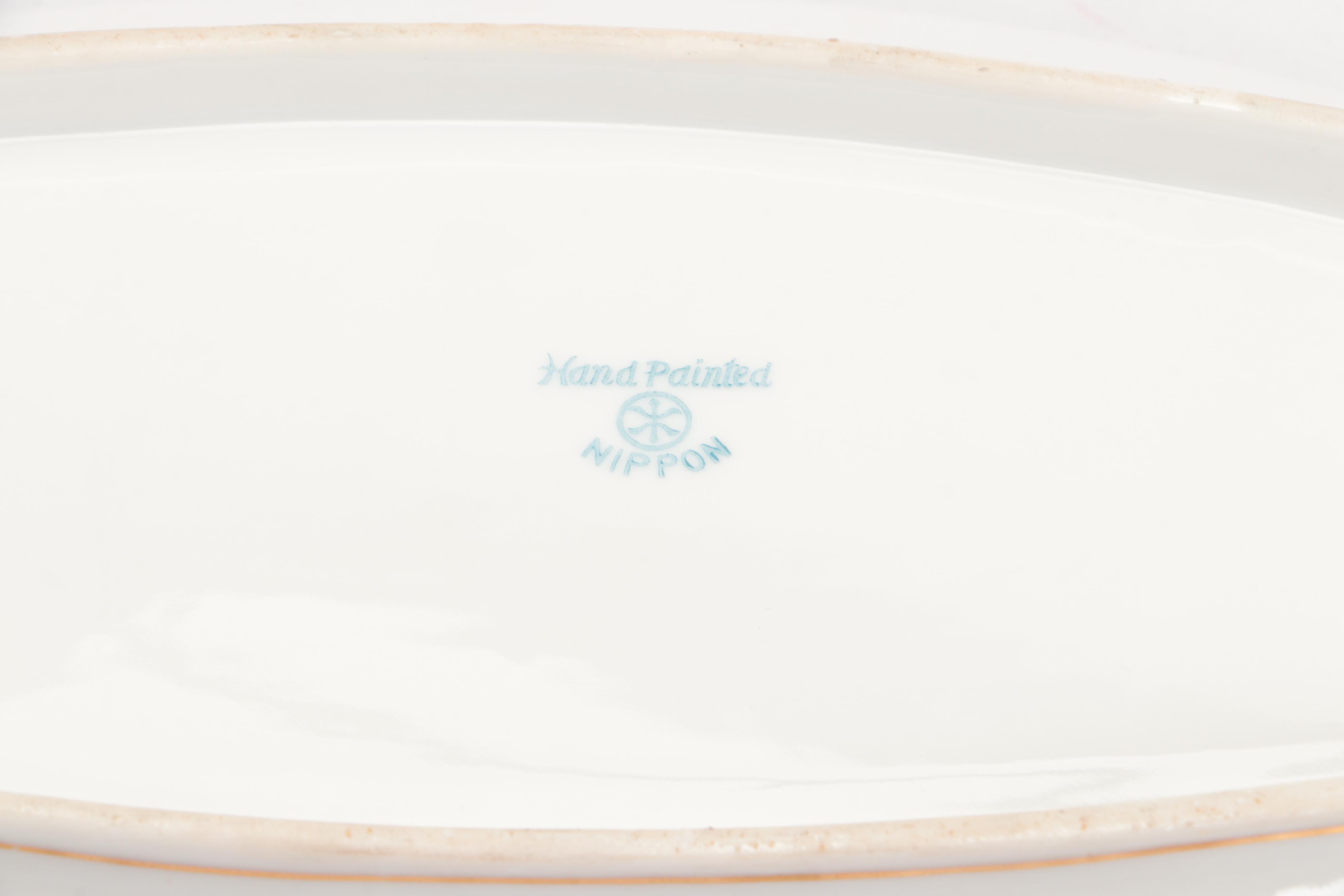 Nippon Porcelain Celery Dish and Salt Dips, Early 20th Century