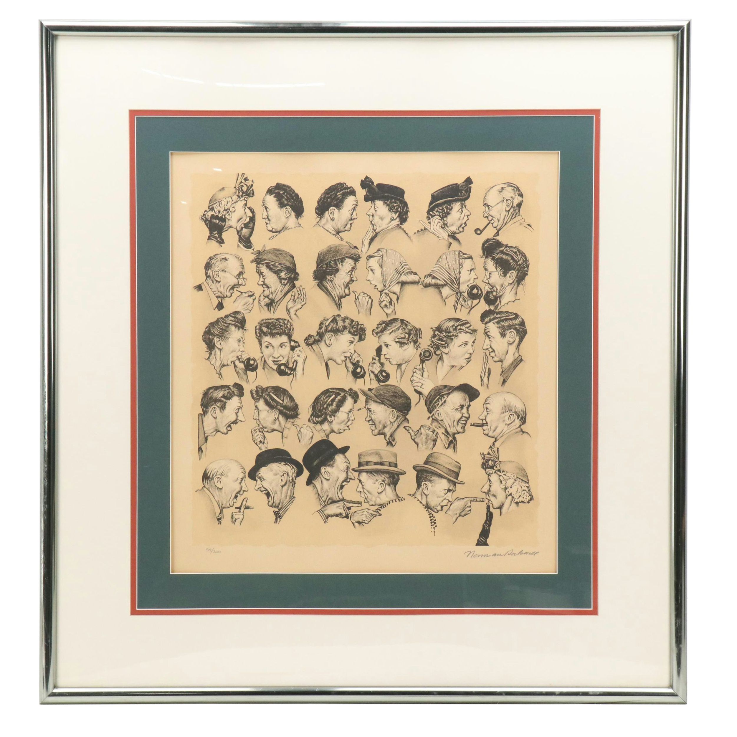 Norman Rockwell Lithograph "The Gossips," 1971