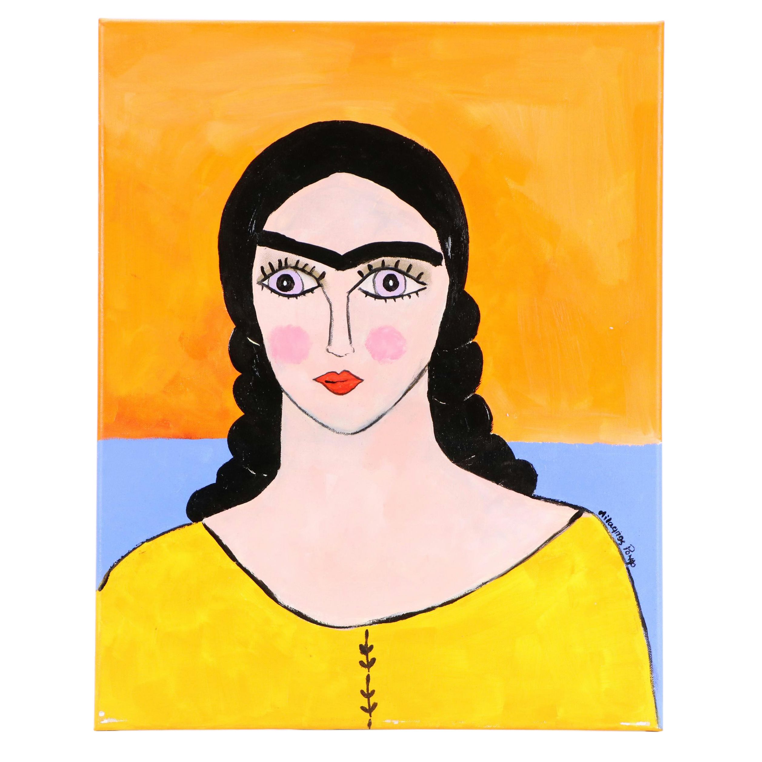 Milagros Pongo Mixed Media Painting "Freida (The Collection)," 2024