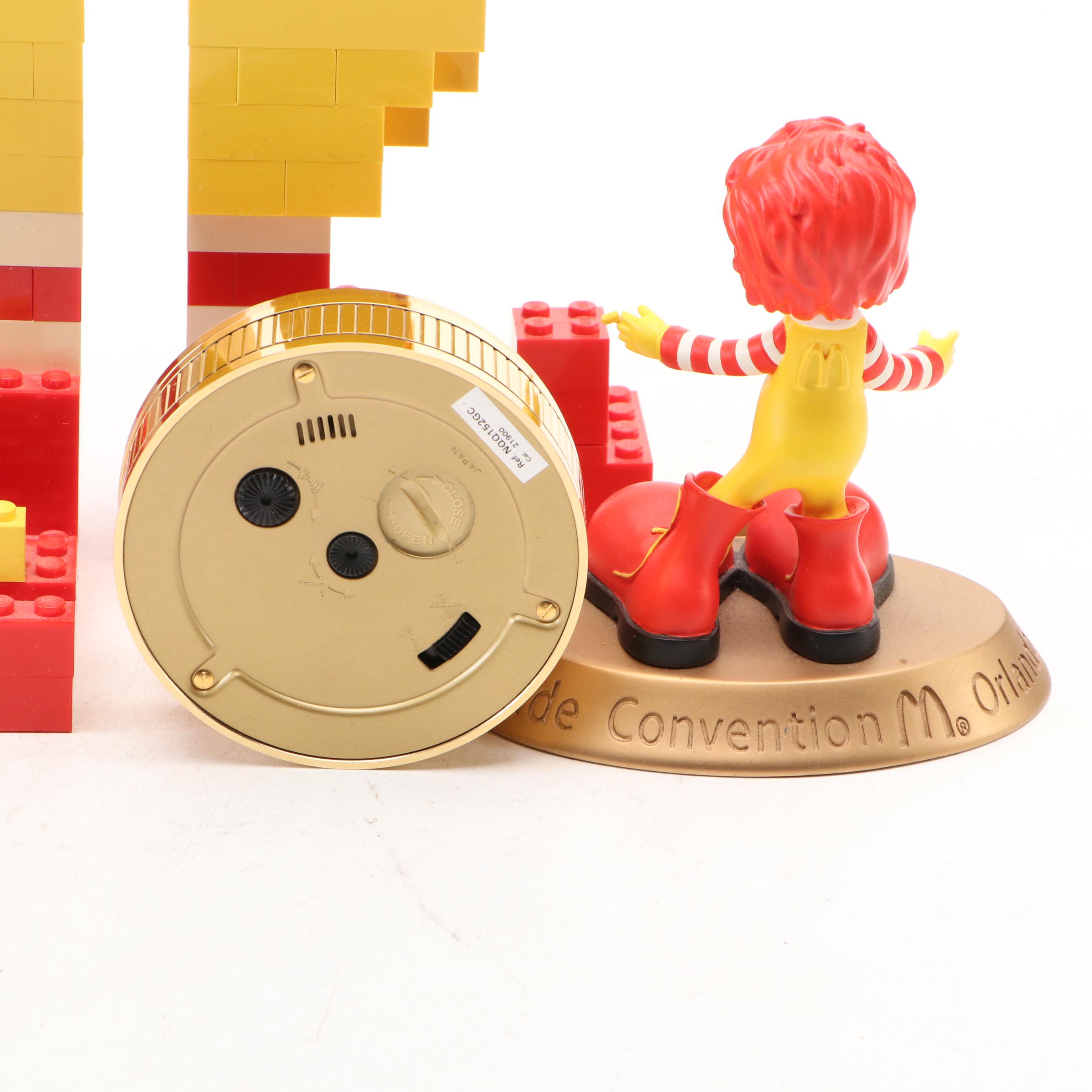 McDonald's Convention Figurines, LEGO Display and Portable Clock