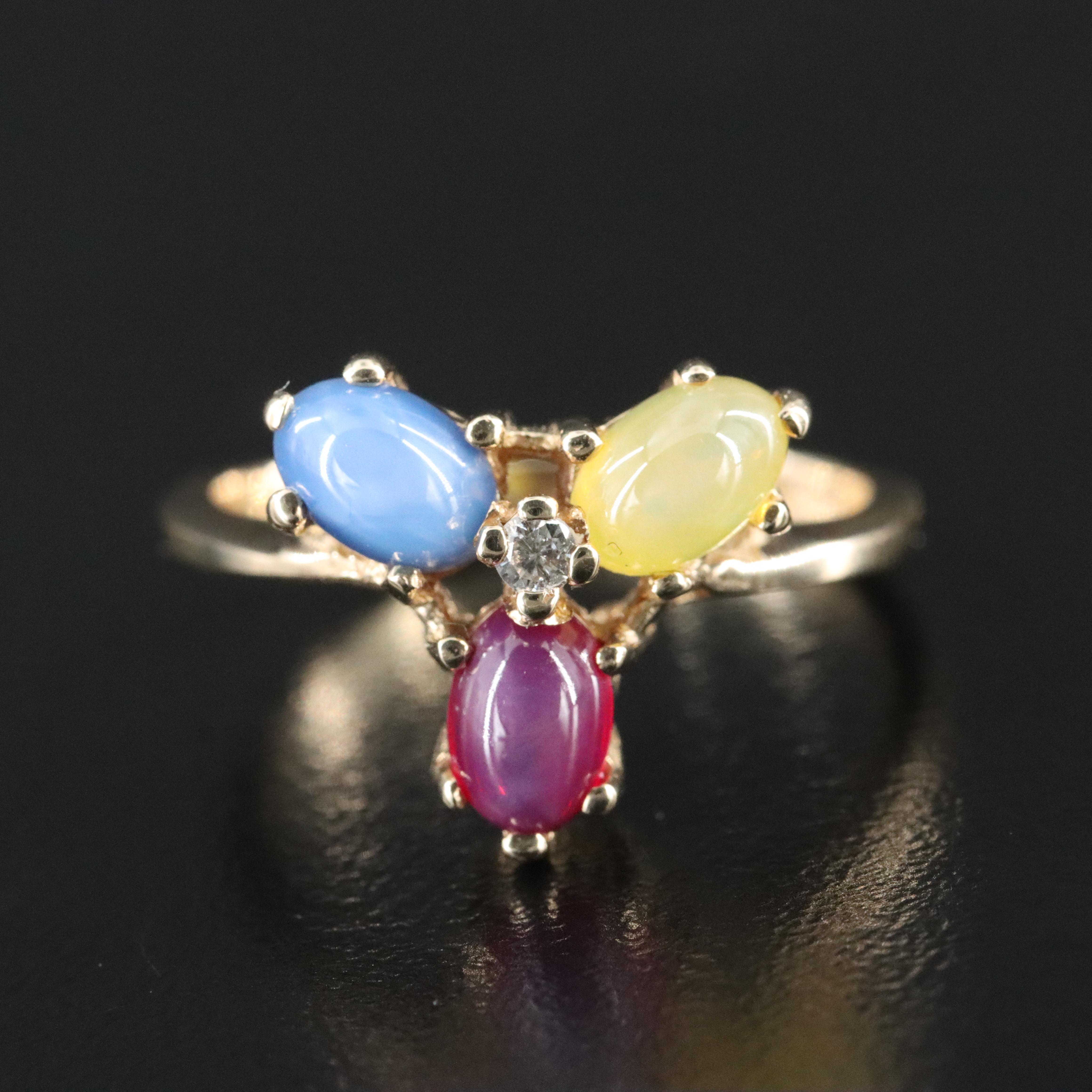 10K Star Sapphire and Diamond Ring