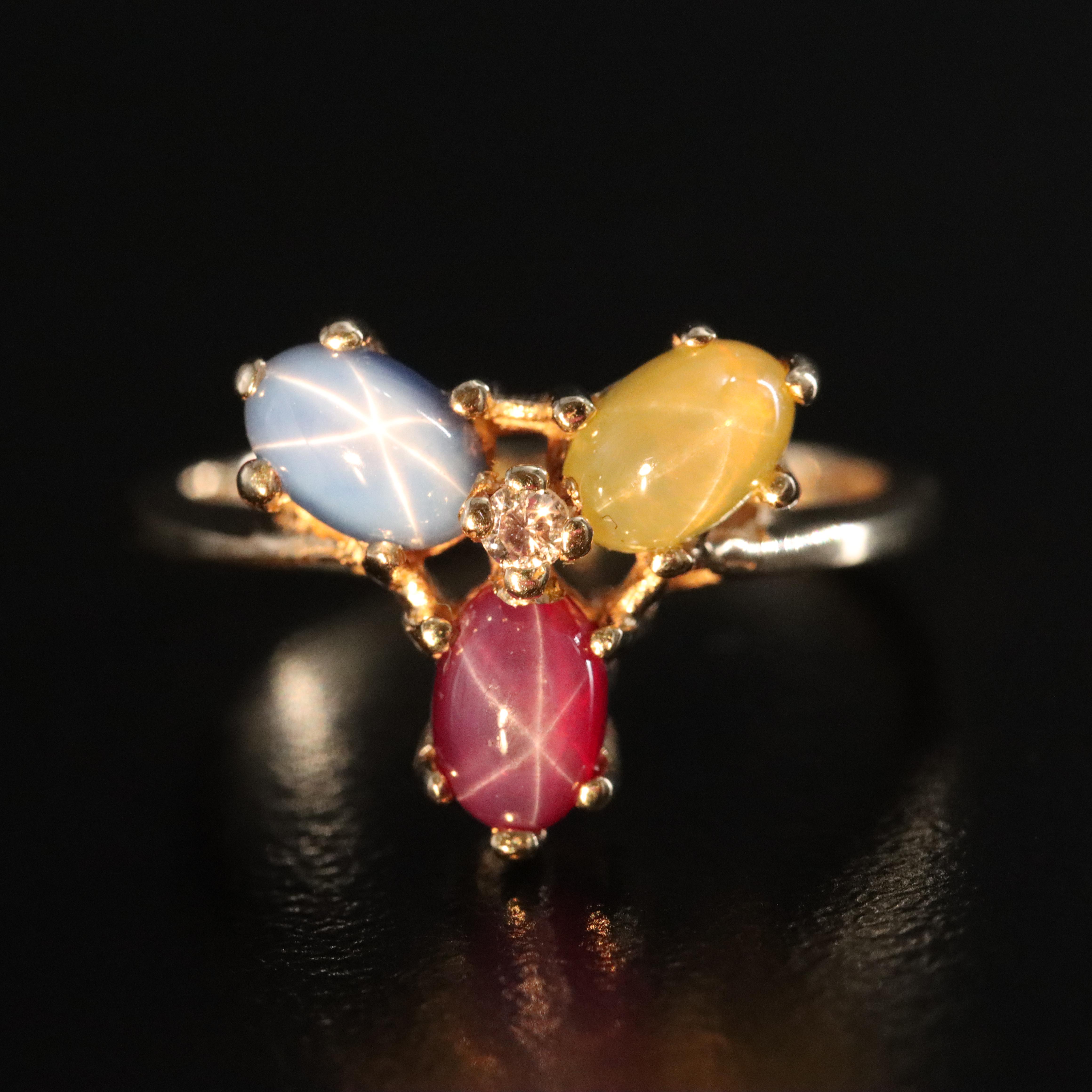 10K Star Sapphire and Diamond Ring