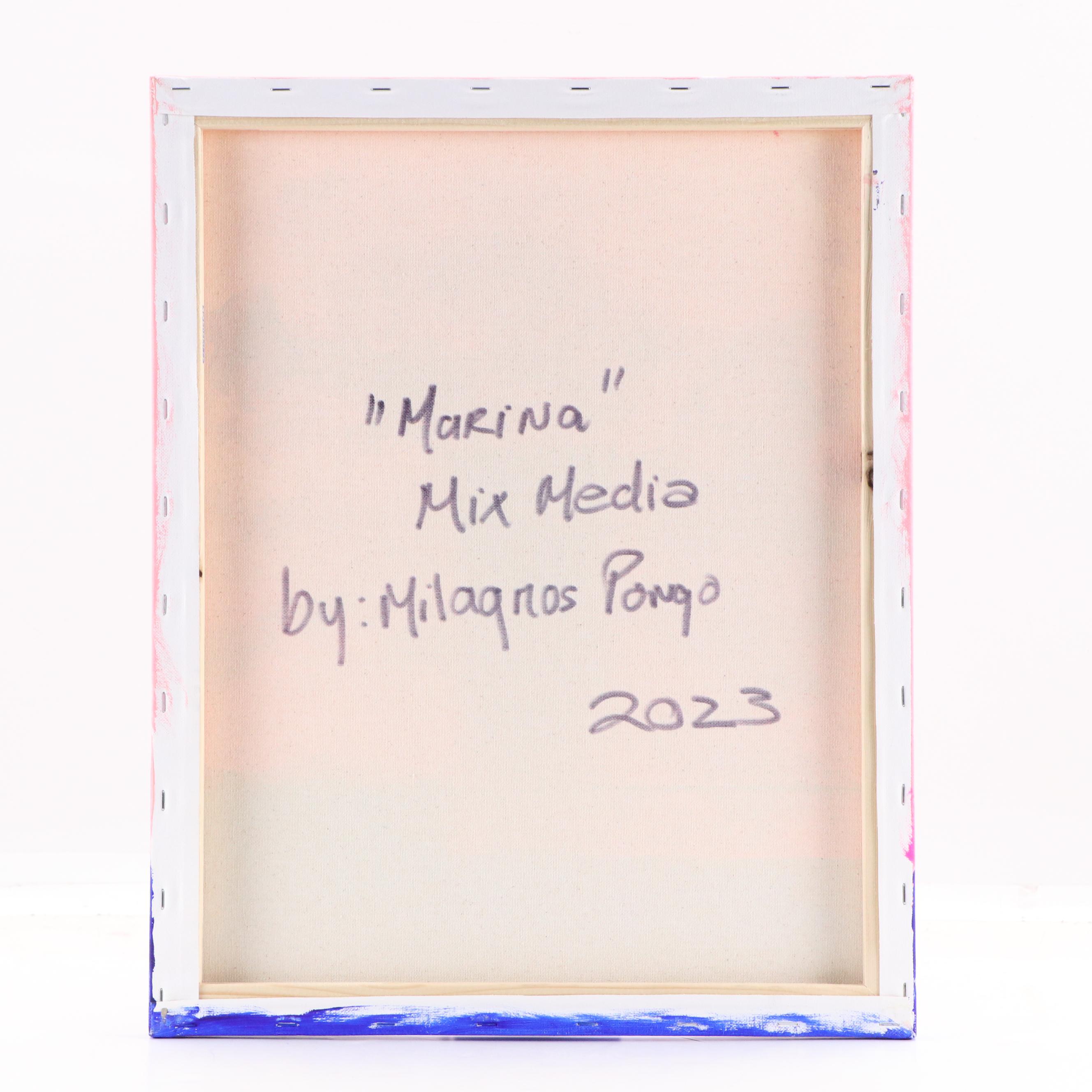 Milagros Pongo Abstract Mixed Media Painting "Marina," 2023