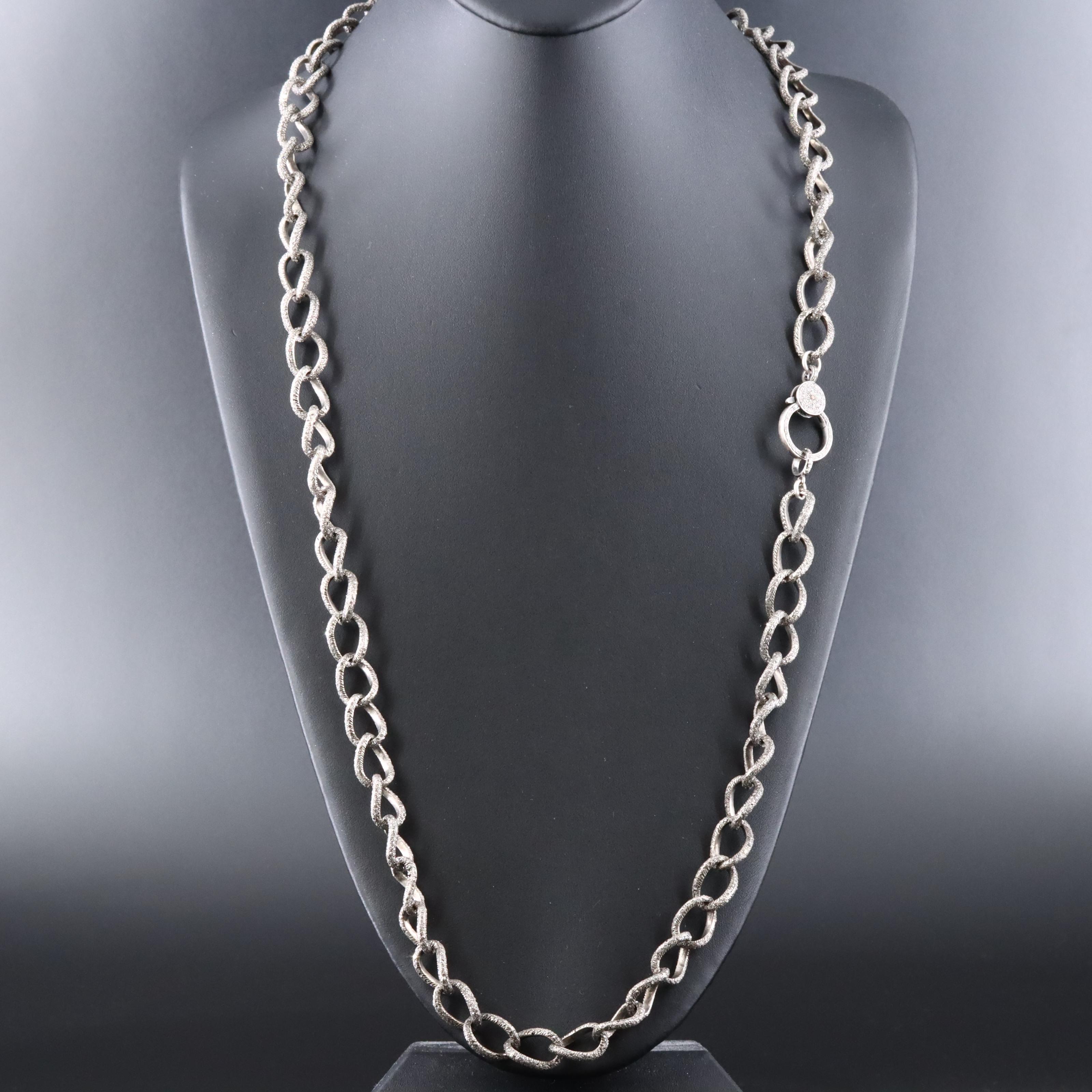 Sheryl Lowe Sterling Diamond Curb Chain Necklace