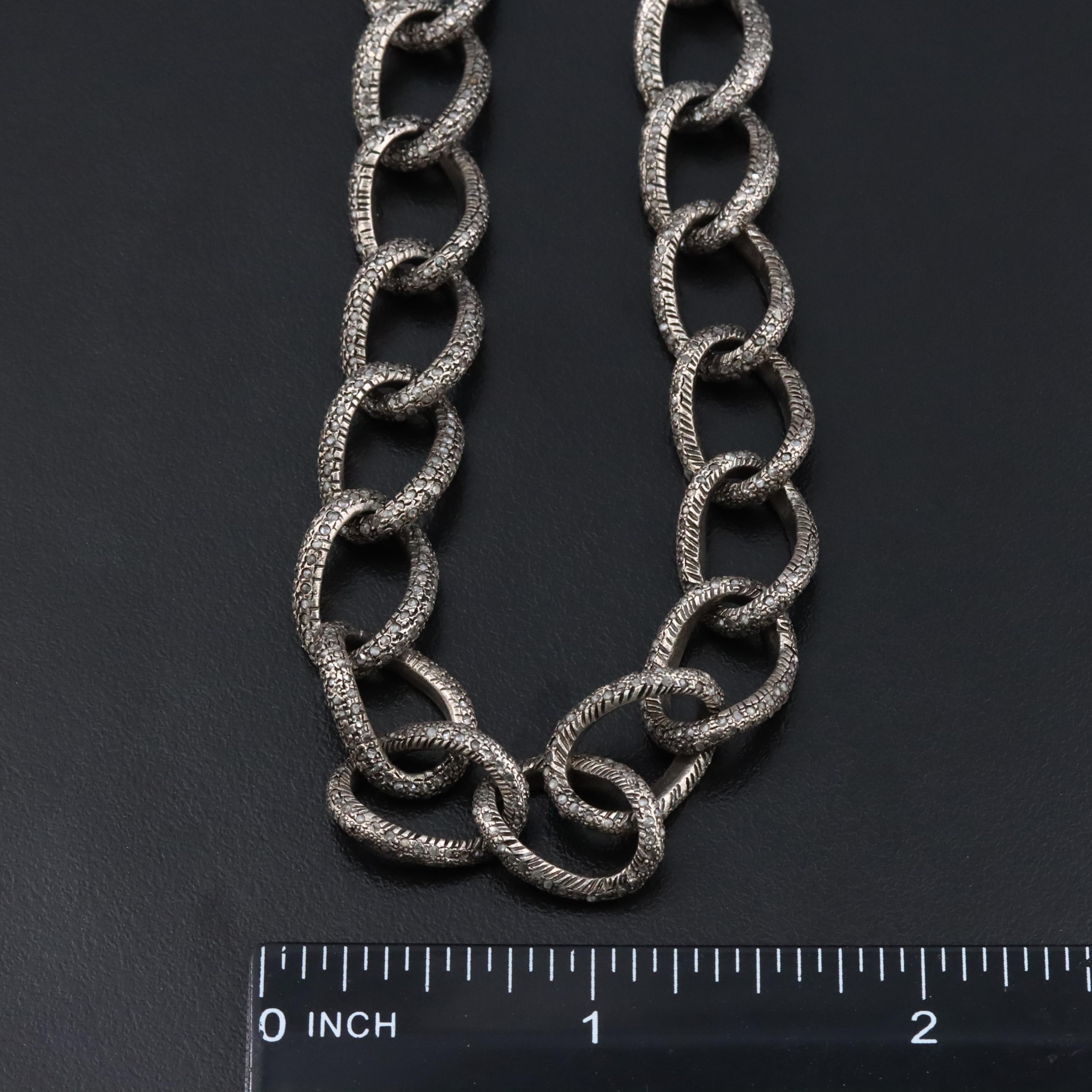 Sheryl Lowe Sterling Diamond Curb Chain Necklace