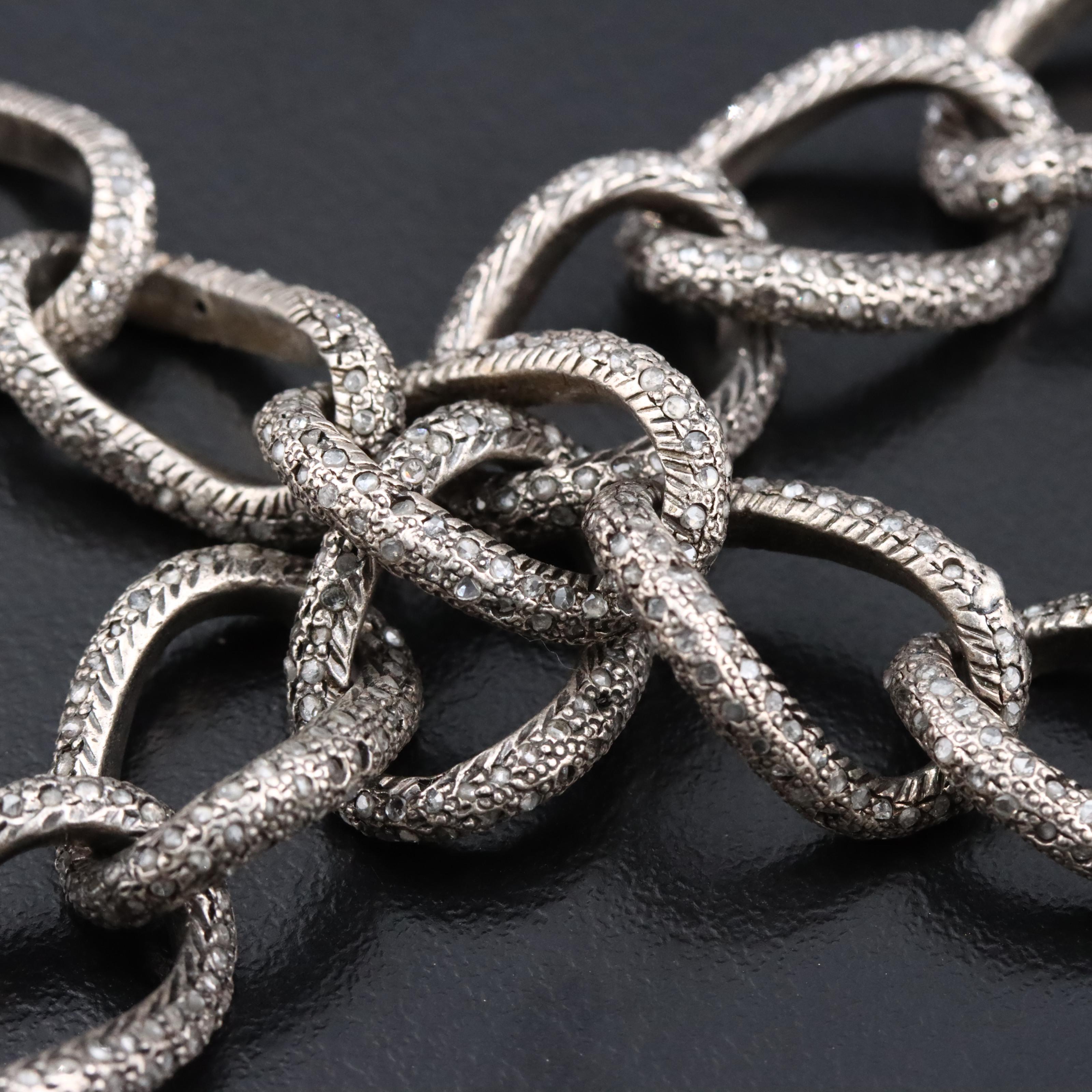 Sheryl Lowe Sterling Diamond Curb Chain Necklace
