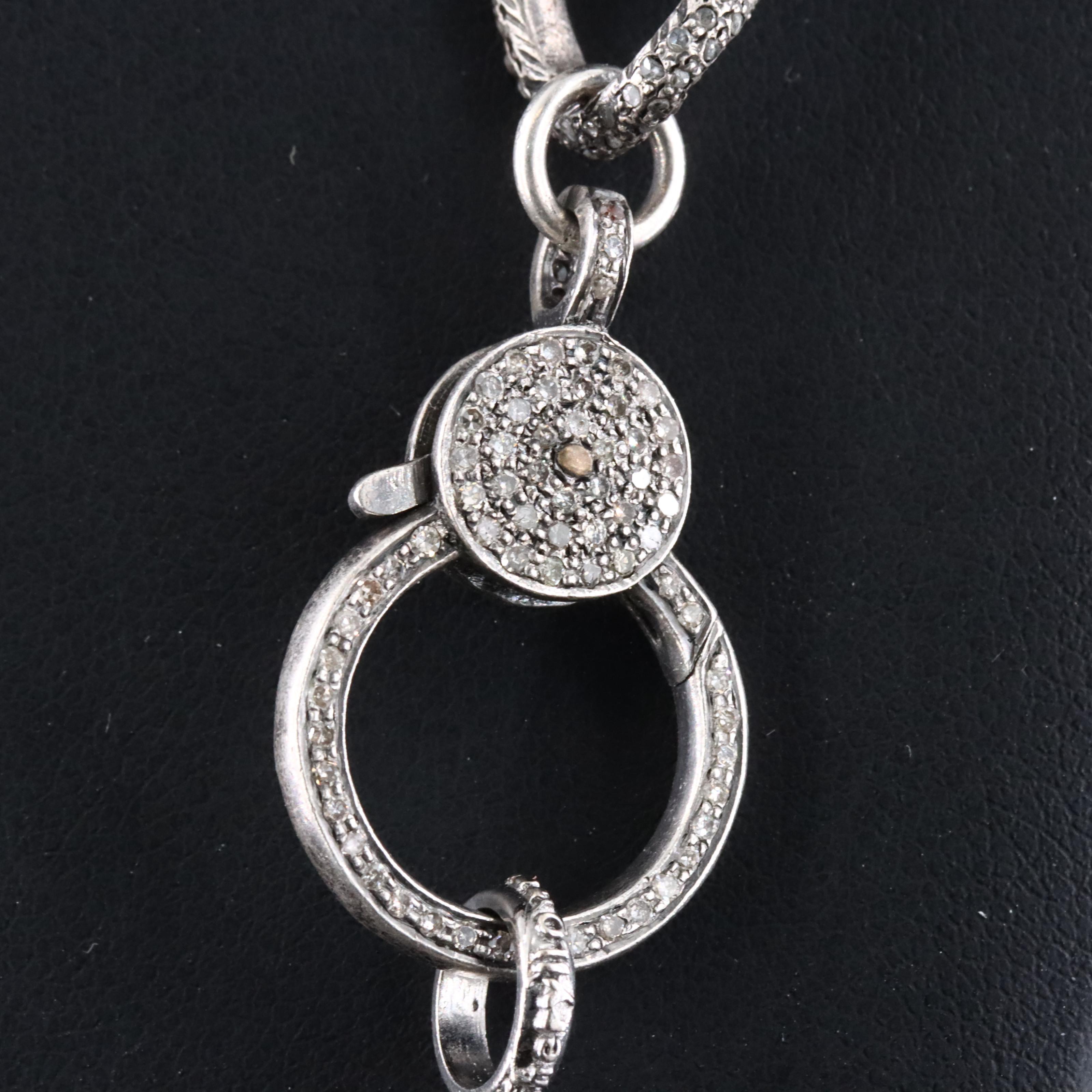 Sheryl Lowe Sterling Diamond Curb Chain Necklace