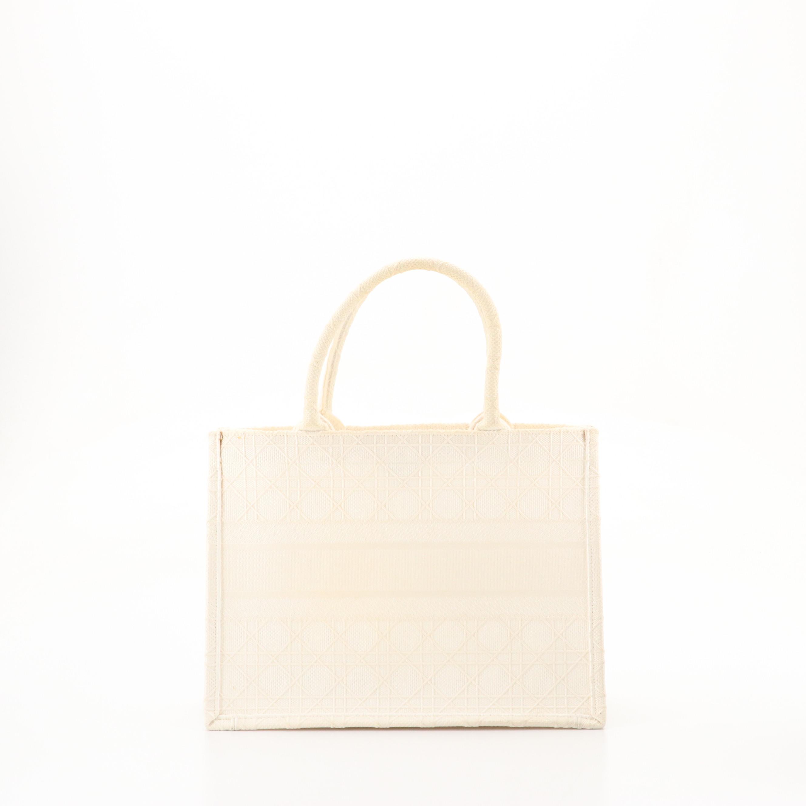 Christian Dior Embroidered Cannage Canvas Medium Book Tote