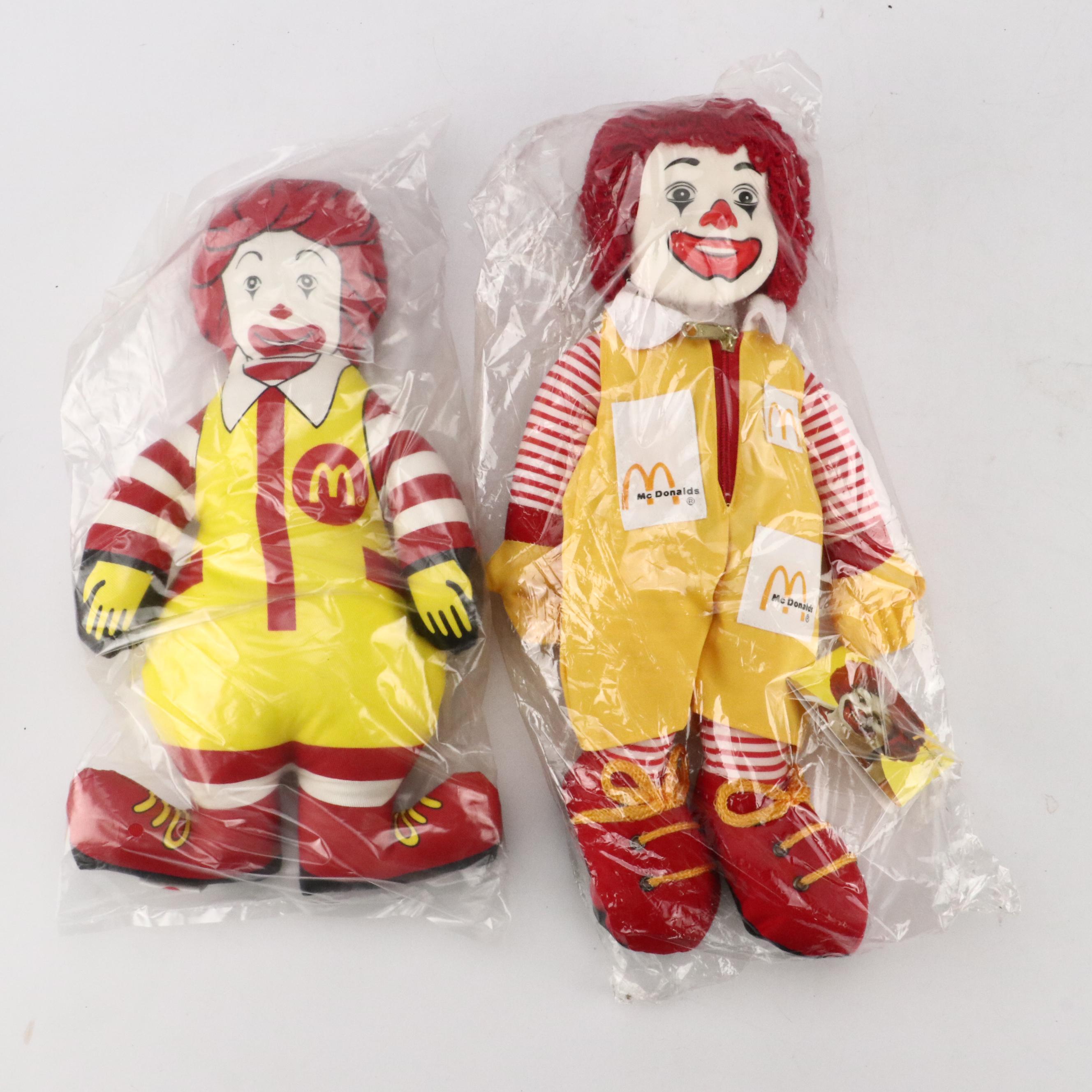 McDonald's Ronald McDonald, Grimace and Hamburglar Stuffed Toys, 1980s