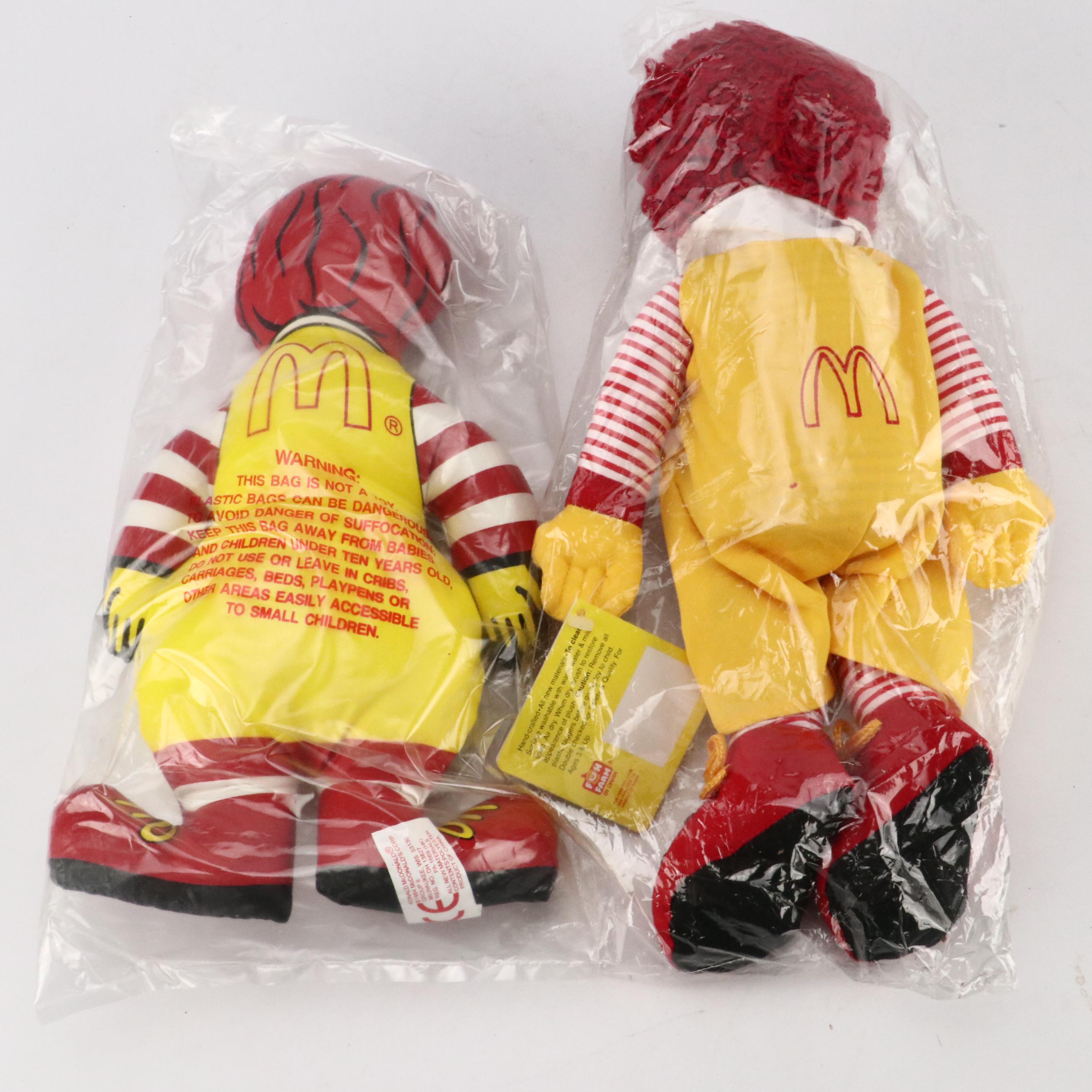 McDonald's Ronald McDonald, Grimace and Hamburglar Stuffed Toys, 1980s