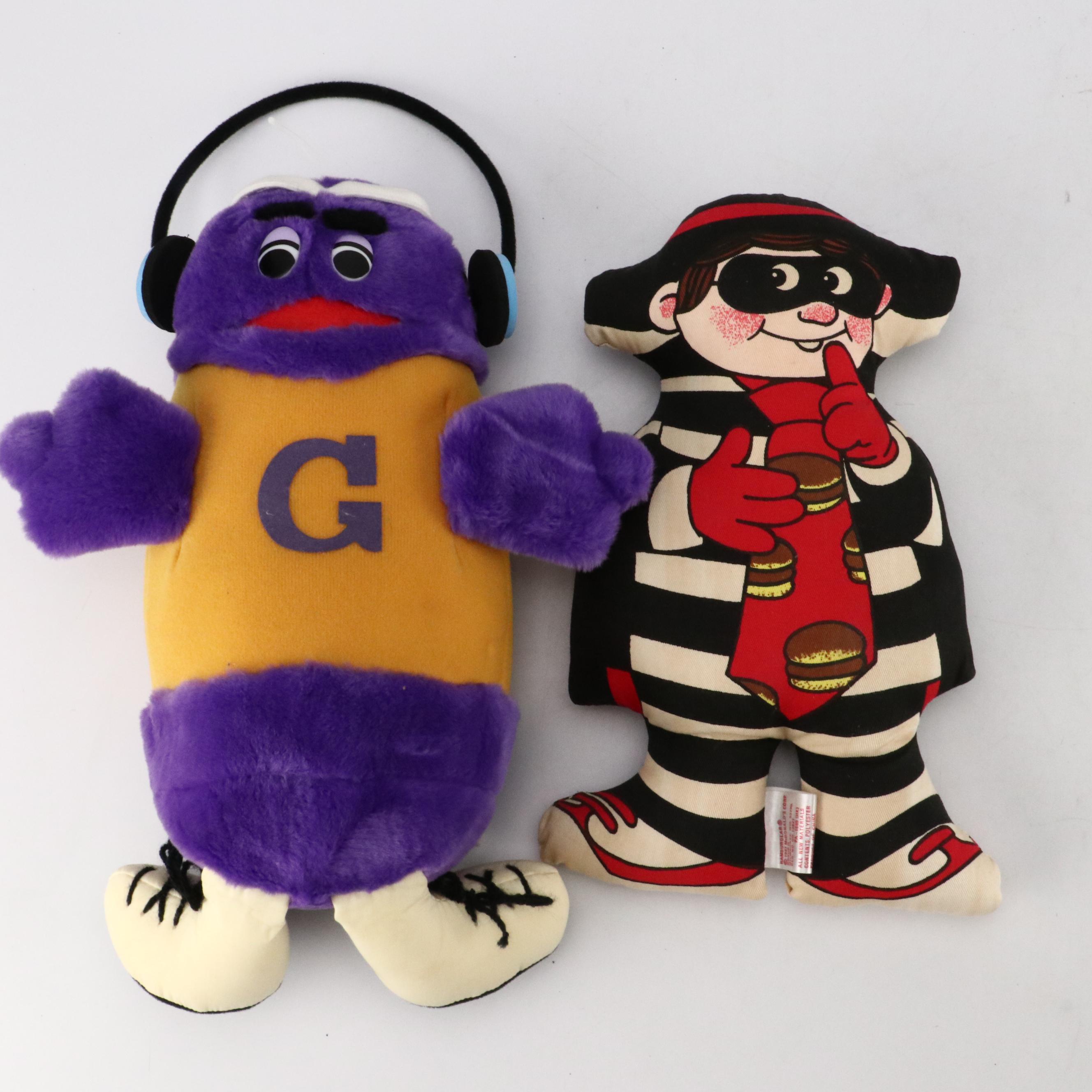 McDonald's Ronald McDonald, Grimace and Hamburglar Stuffed Toys, 1980s